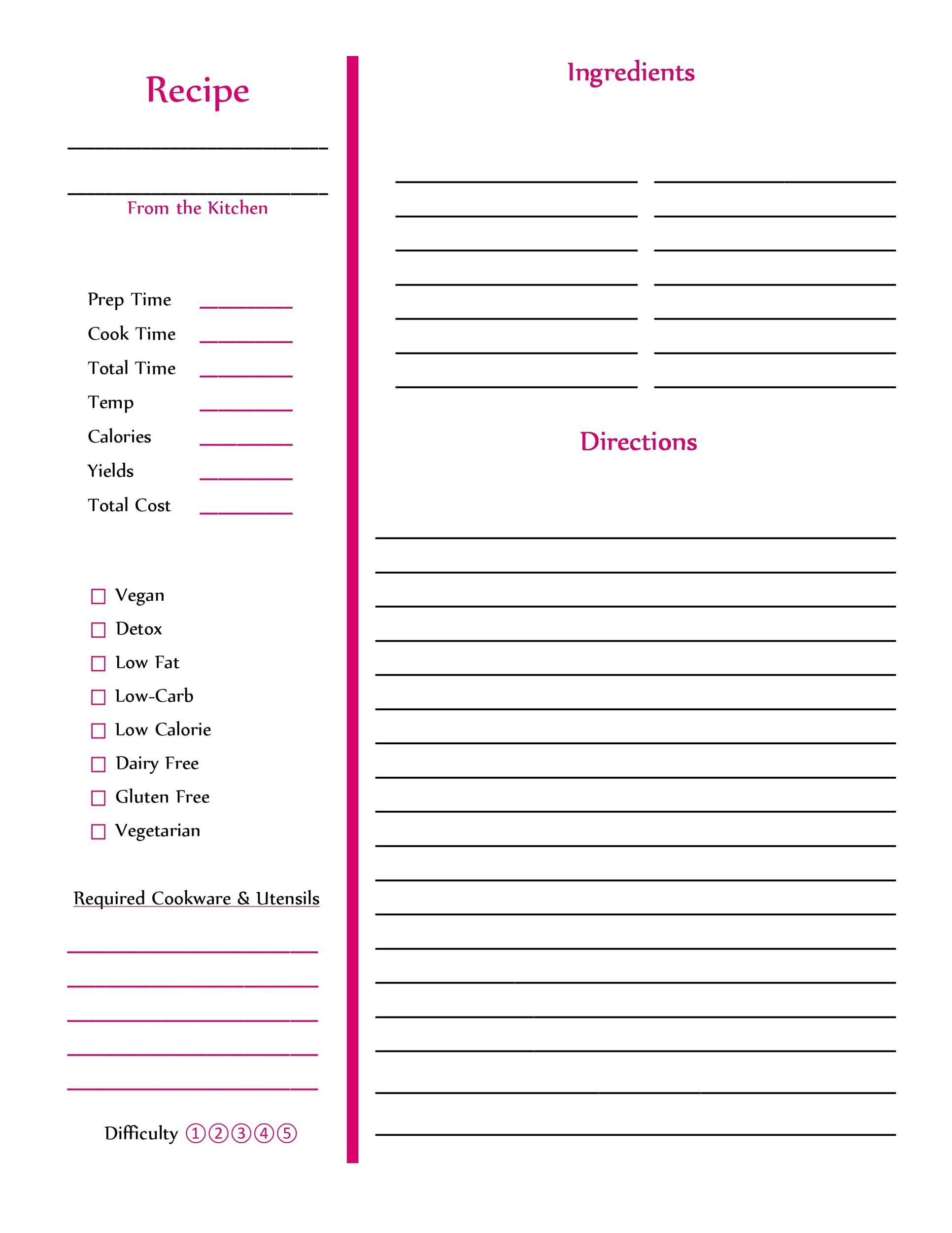 Free editable recipe templates for pages bikesgarry