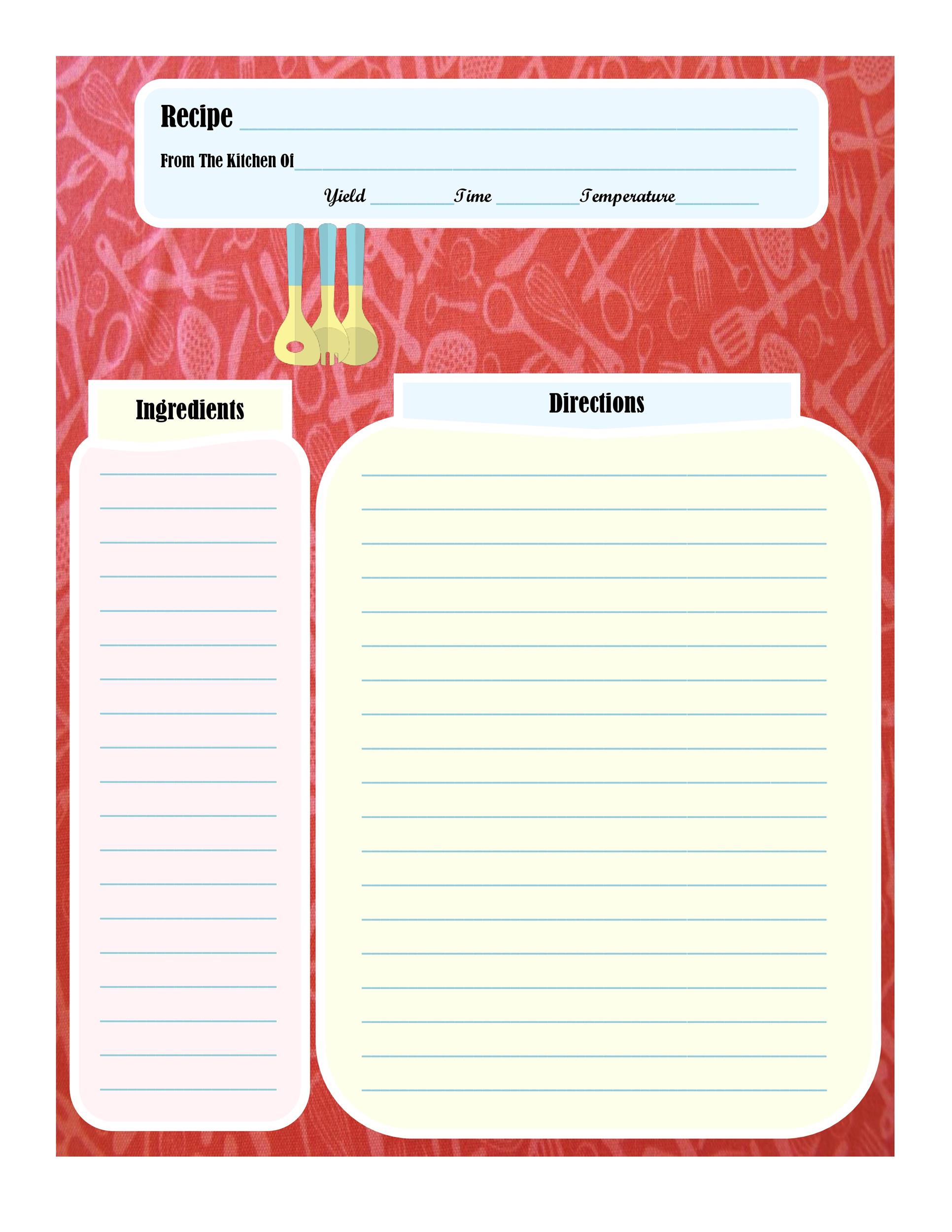 free editable recipe card templates for microsoft word