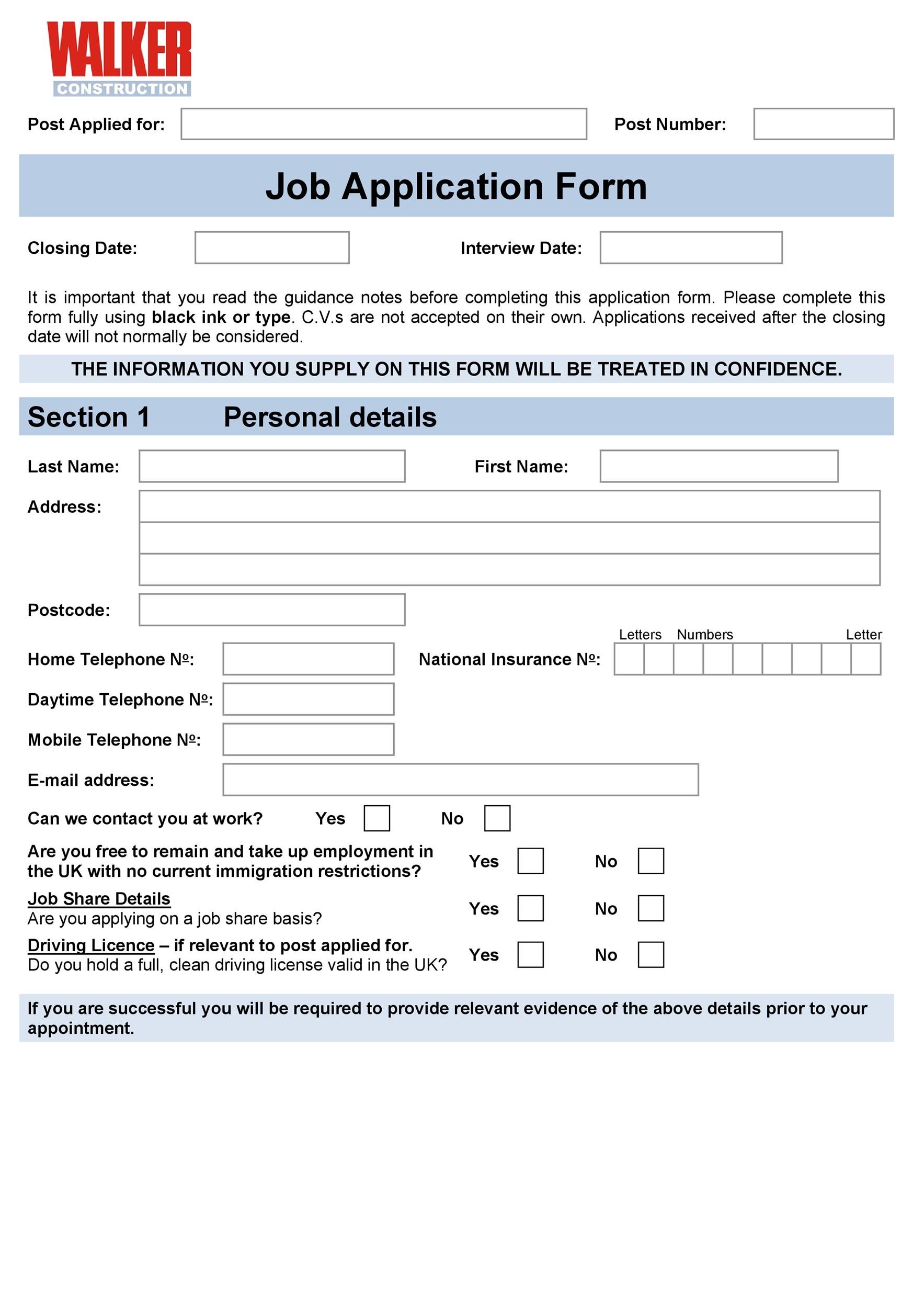 Printable Job Application Forms For 16 Year Olds Printable Forms Free 