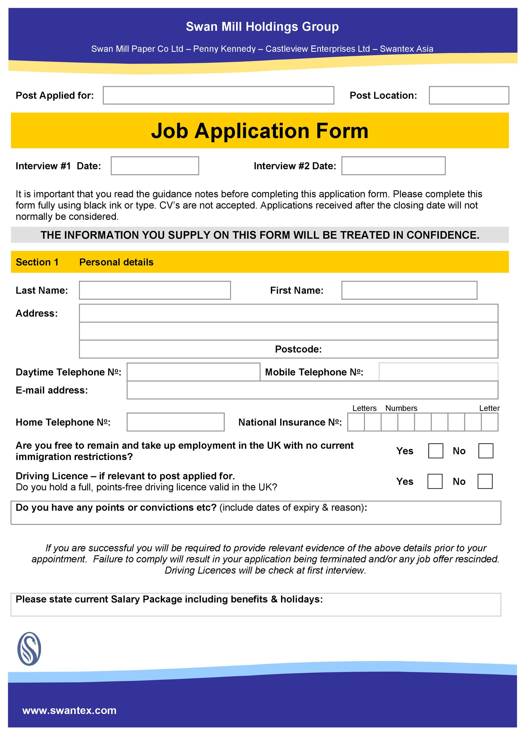 50 Free Employment / Job Application Form Templates [Printable] ᐅ