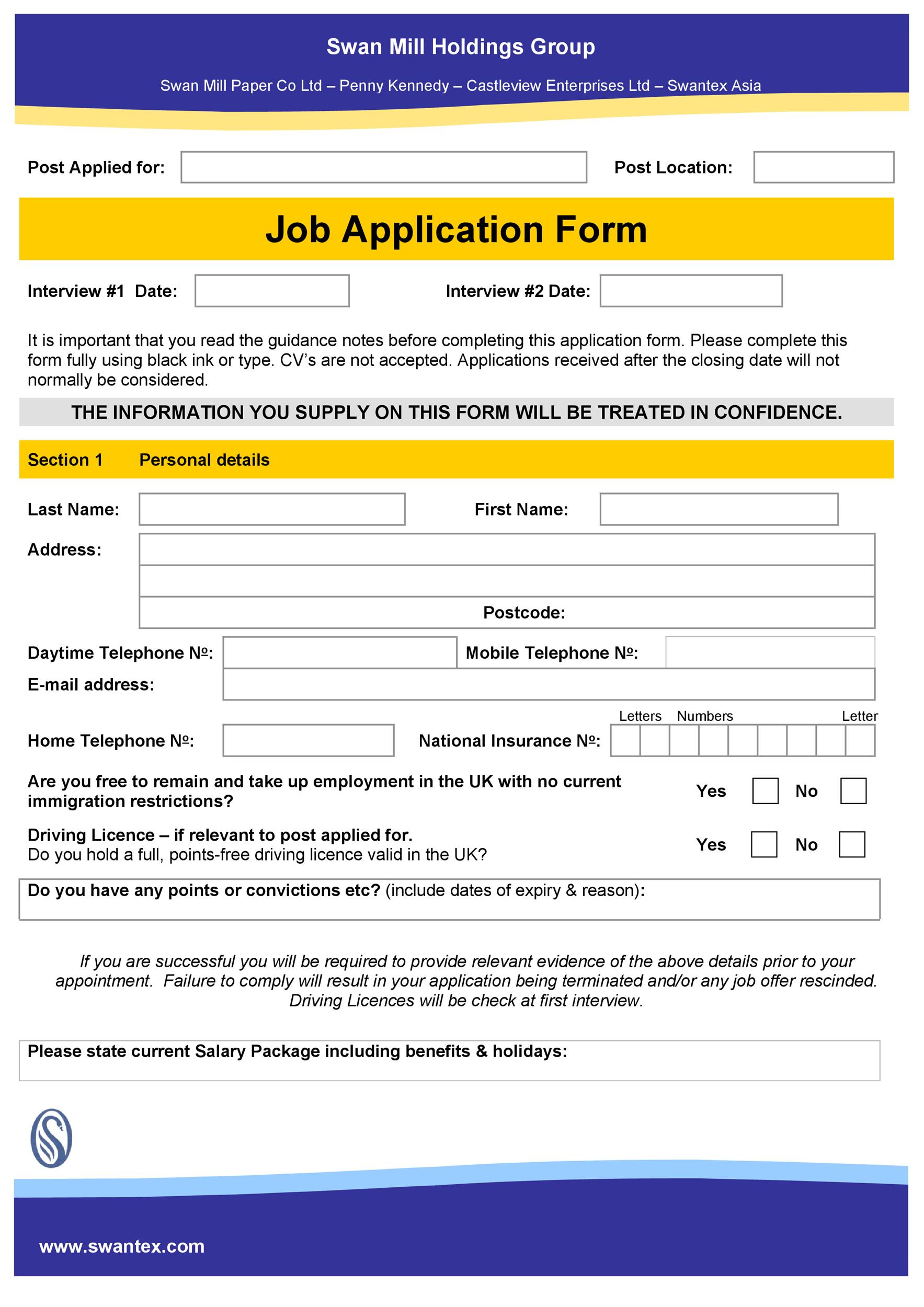 Free Printable Job Application Form Template Printable Templates