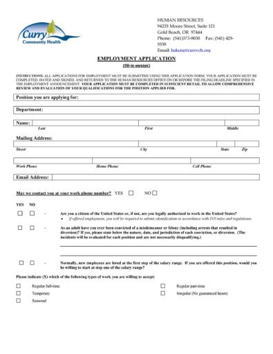 56 Free Employment &amp; Job Application Form Templates [Printable] ᐅ ...