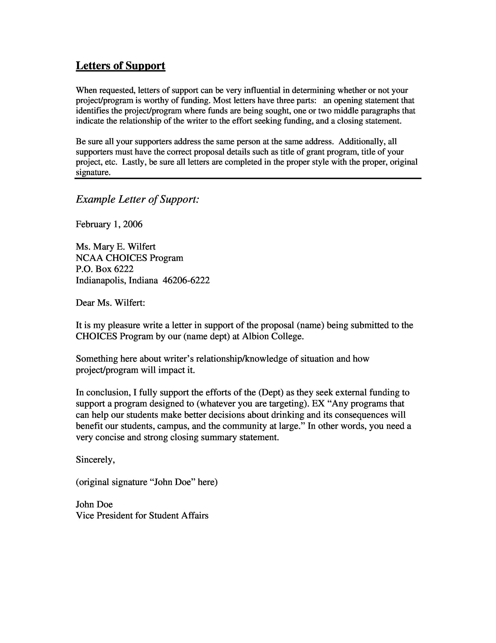 Statement Of Support Letter from templatelab.com