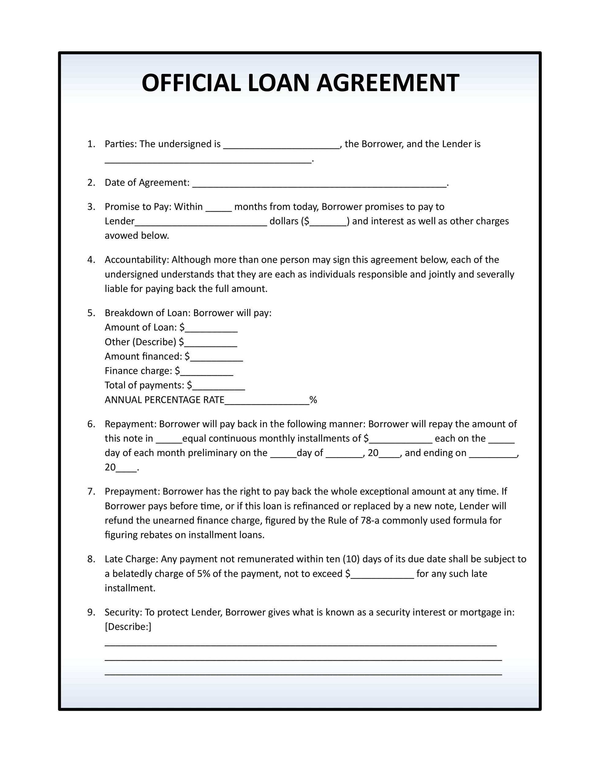 40+ Free Loan Agreement Templates [Word & PDF] á… TemplateLab