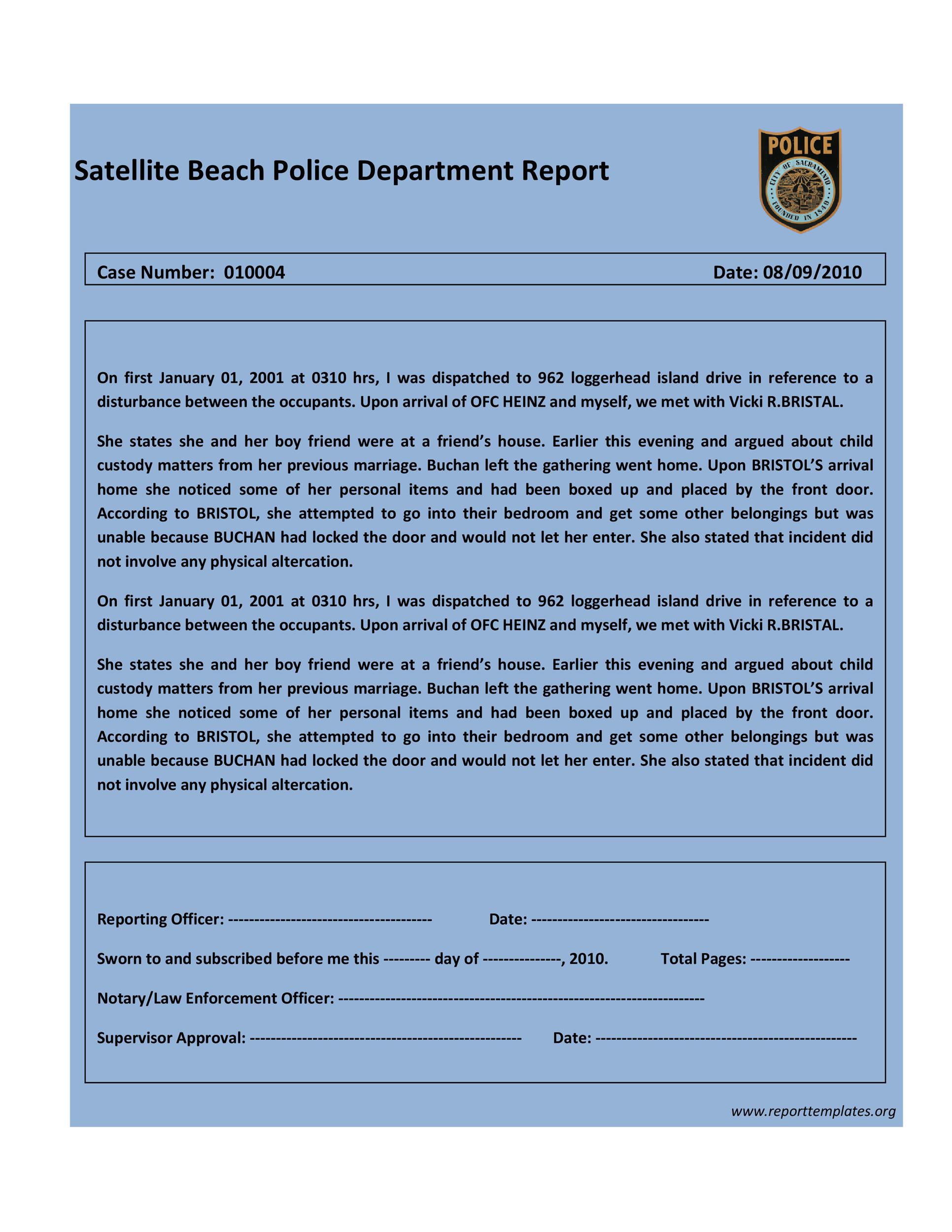 20+ Police Report Template & Examples [Fake / Real] ᐅ TemplateLab