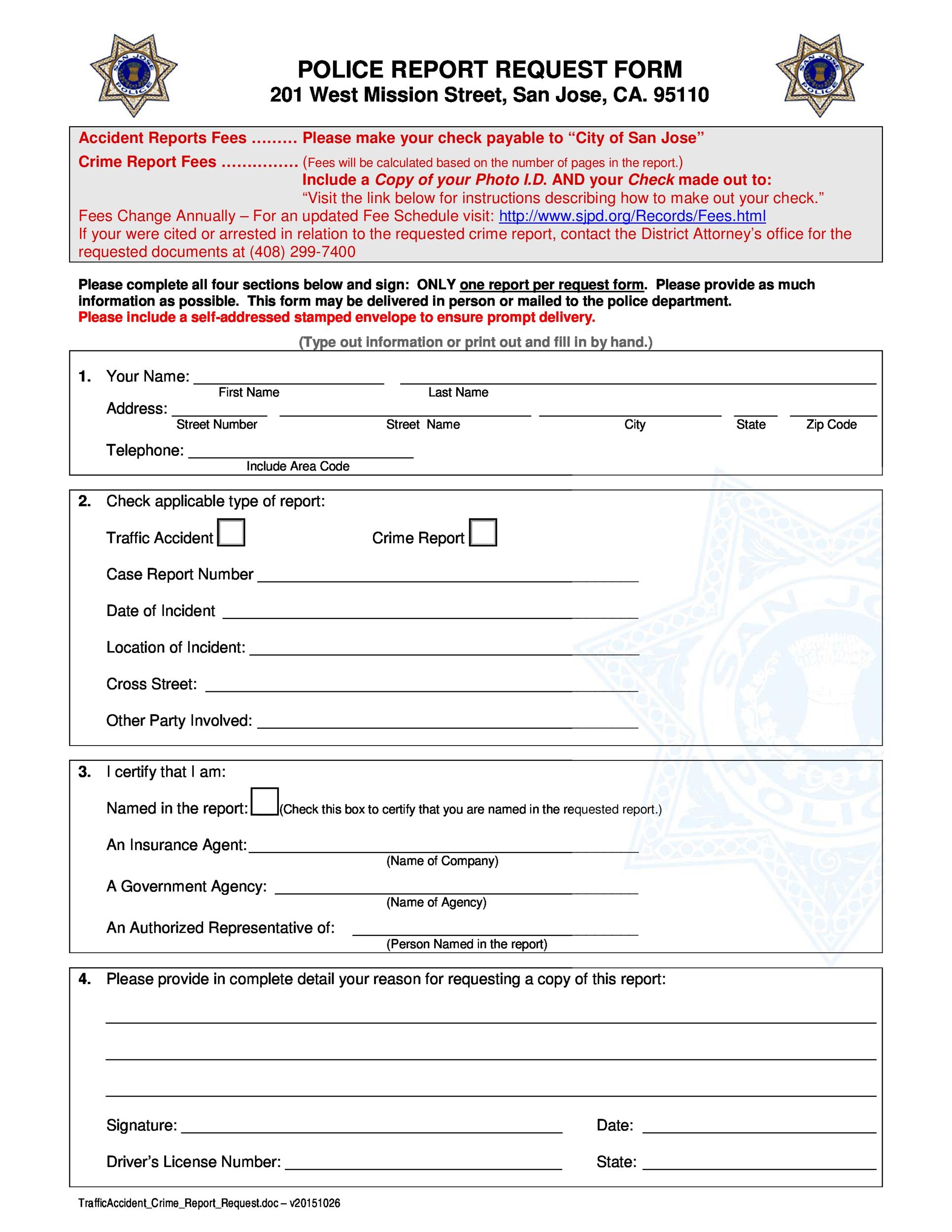 Free police report template 05