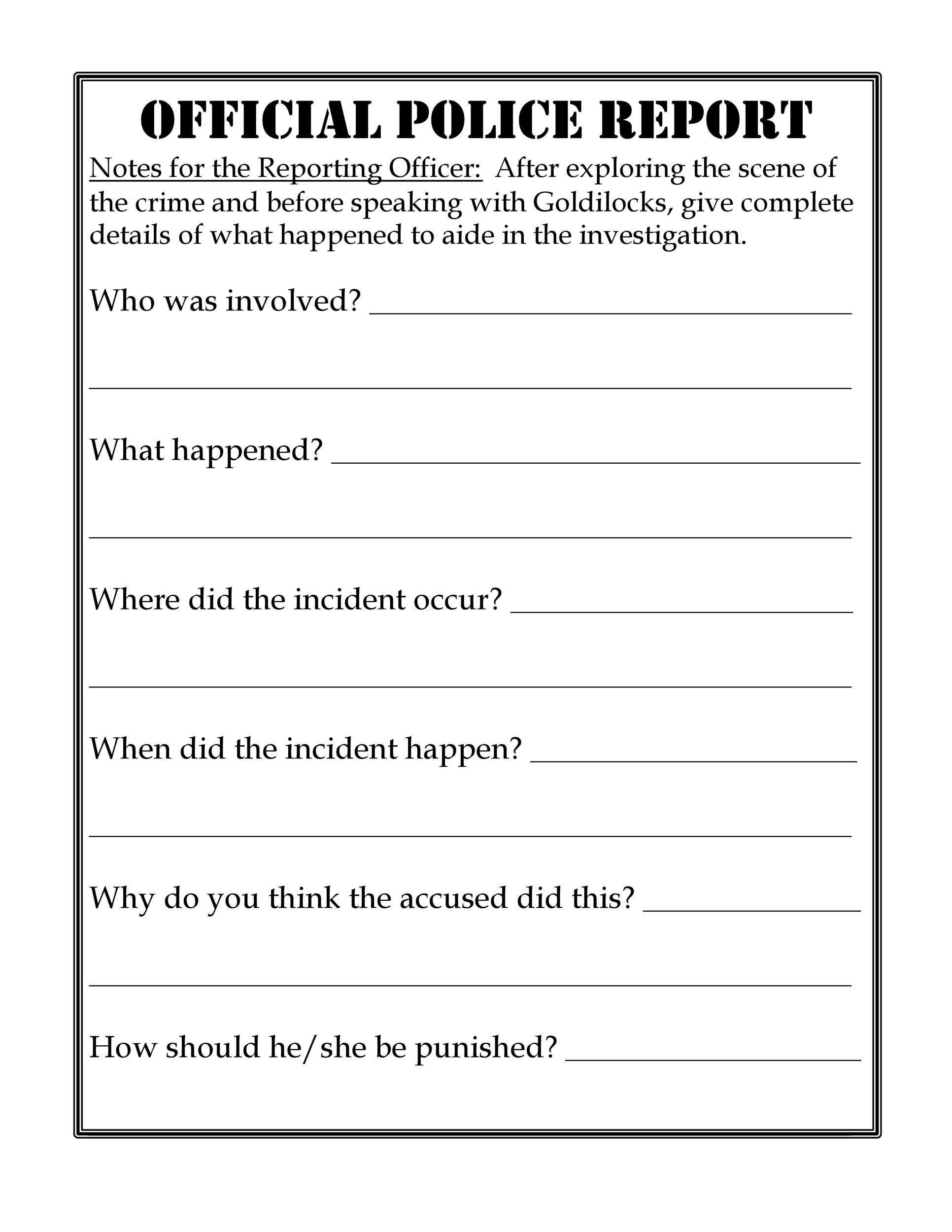 Free police report template 08