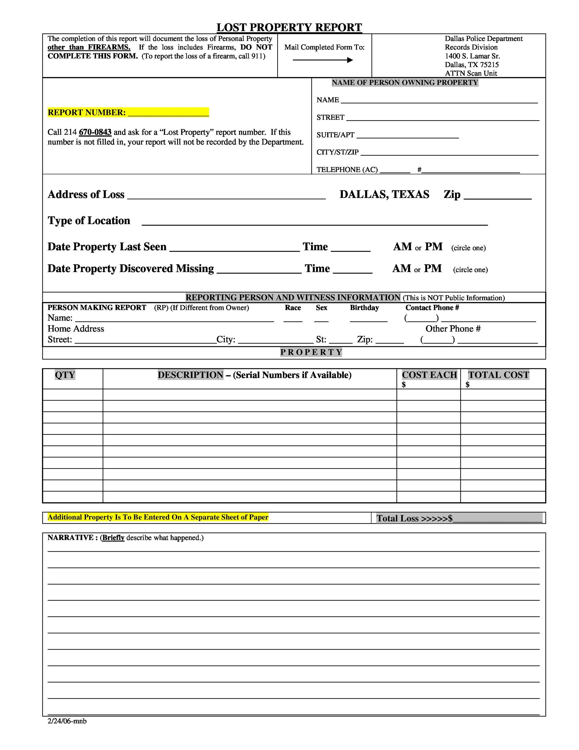 Free police report template 12