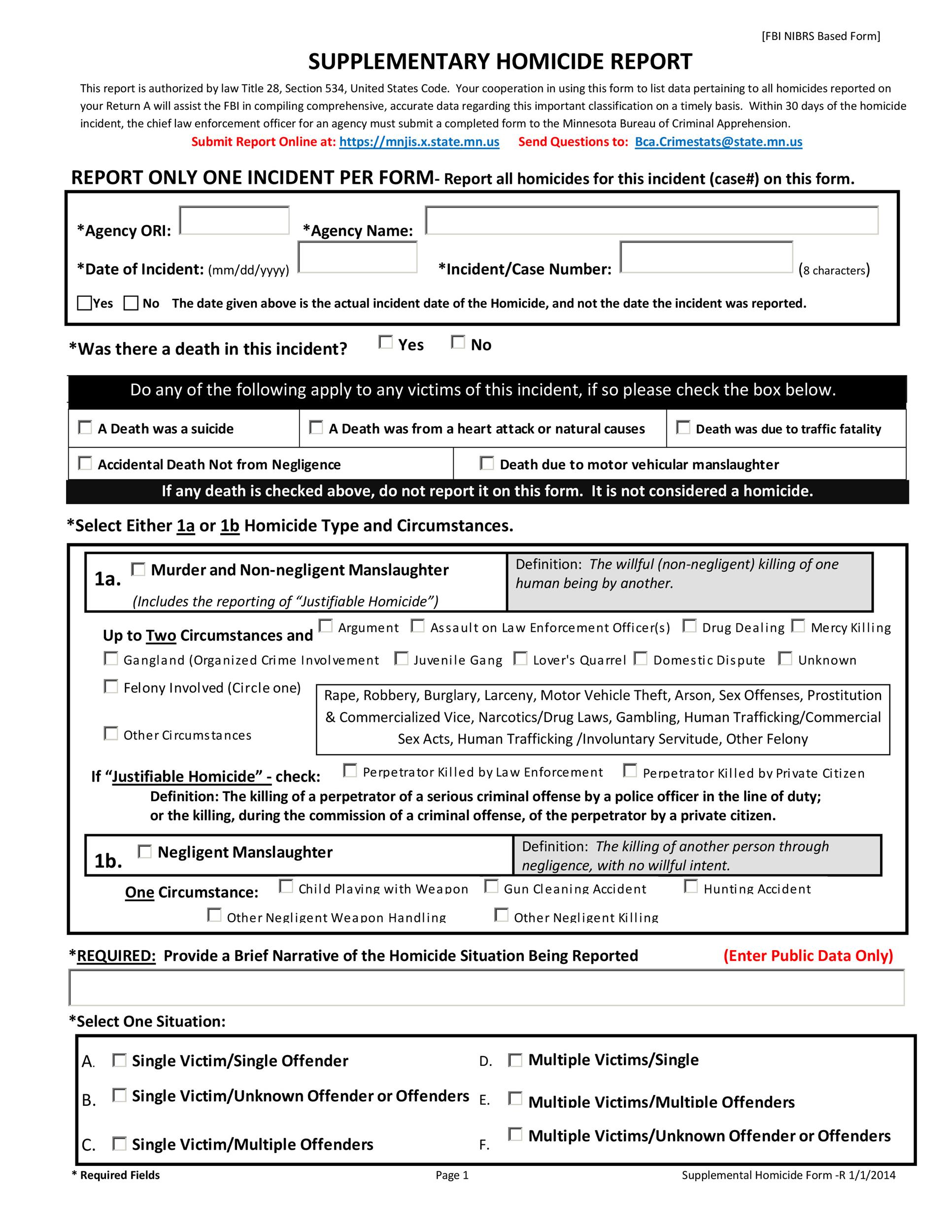 Free police report template 20