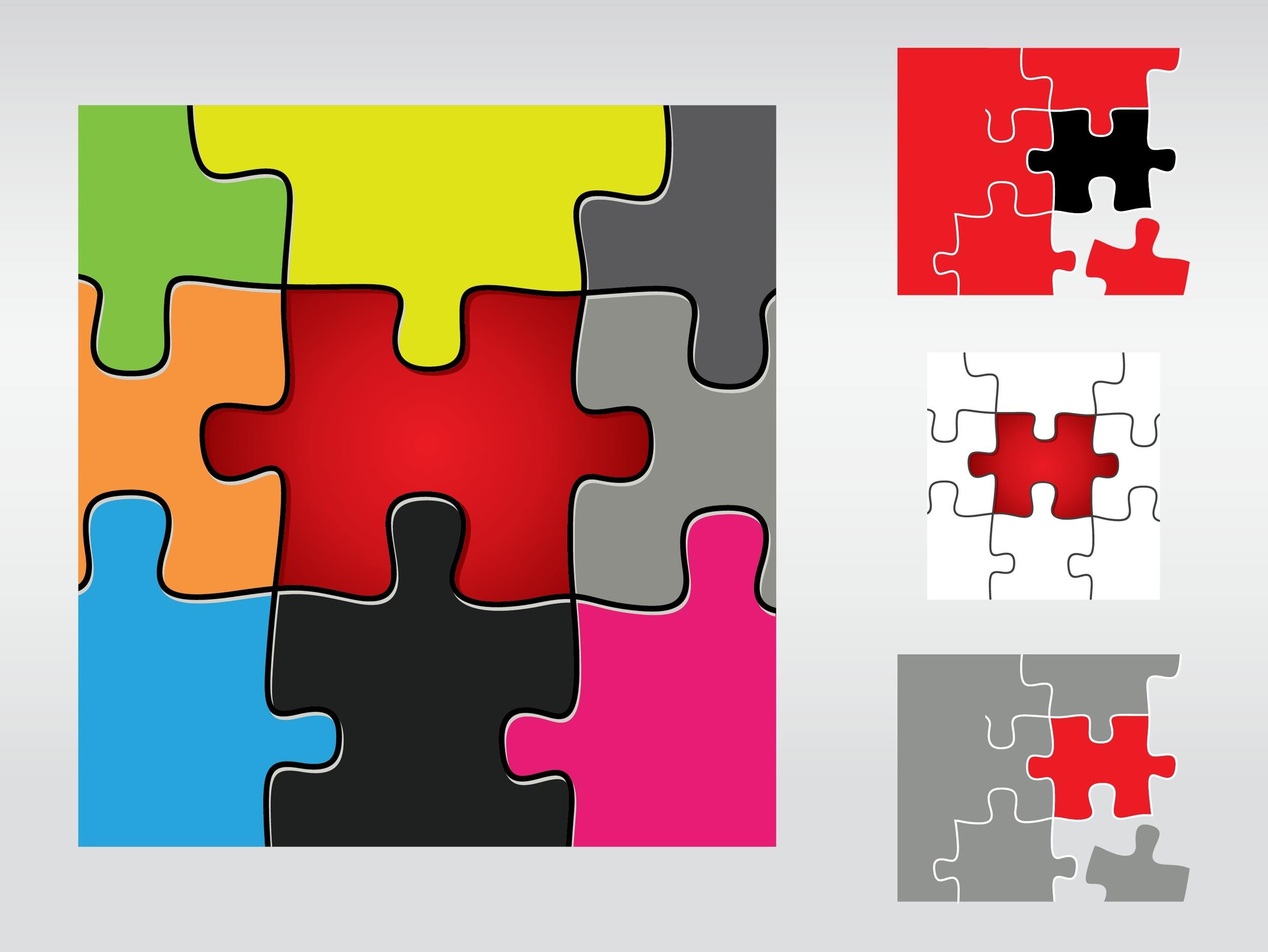 Jigsaw puzzle template transparent svg vector illustration Stock Vector