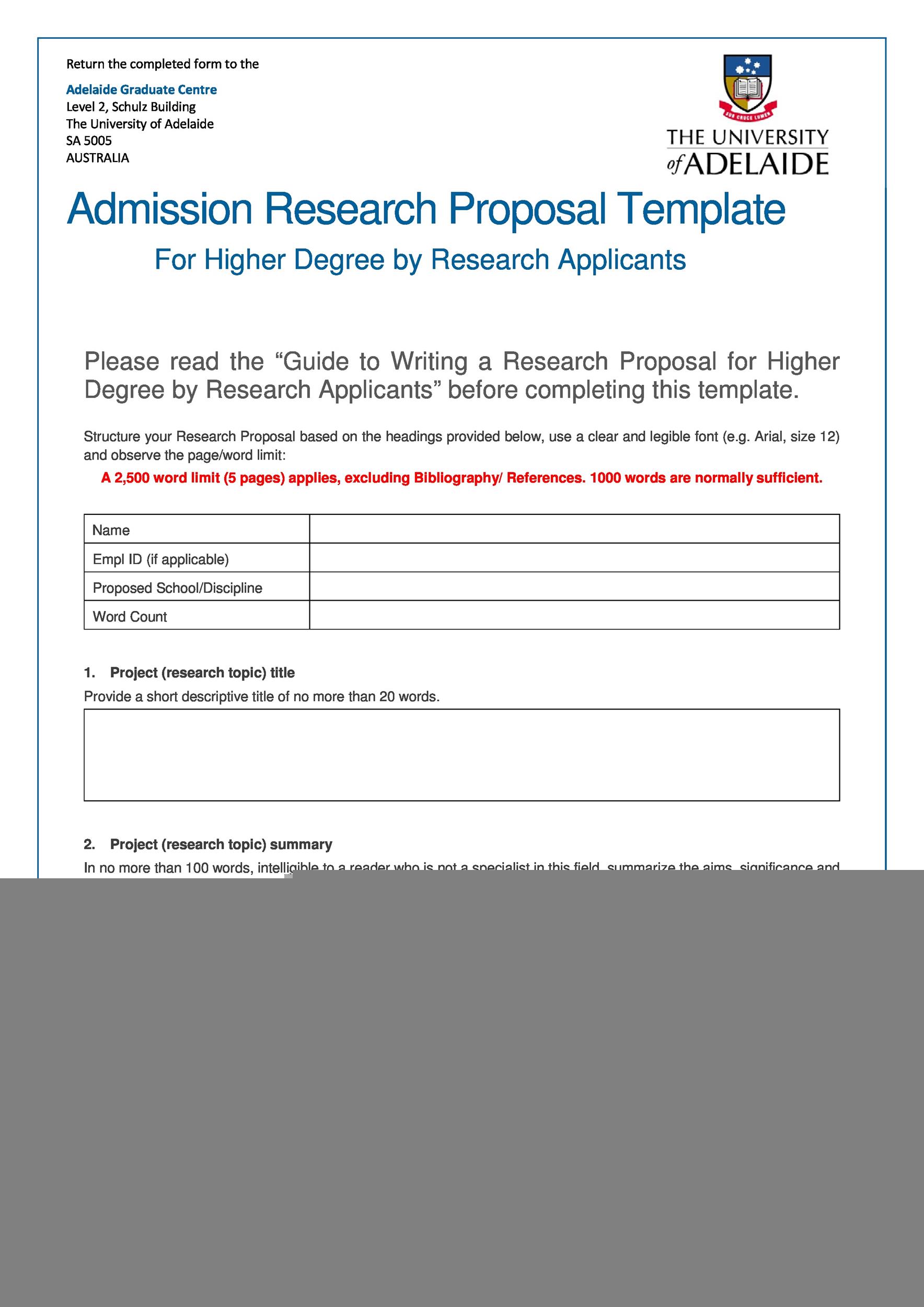 what are the sections of a research proposal