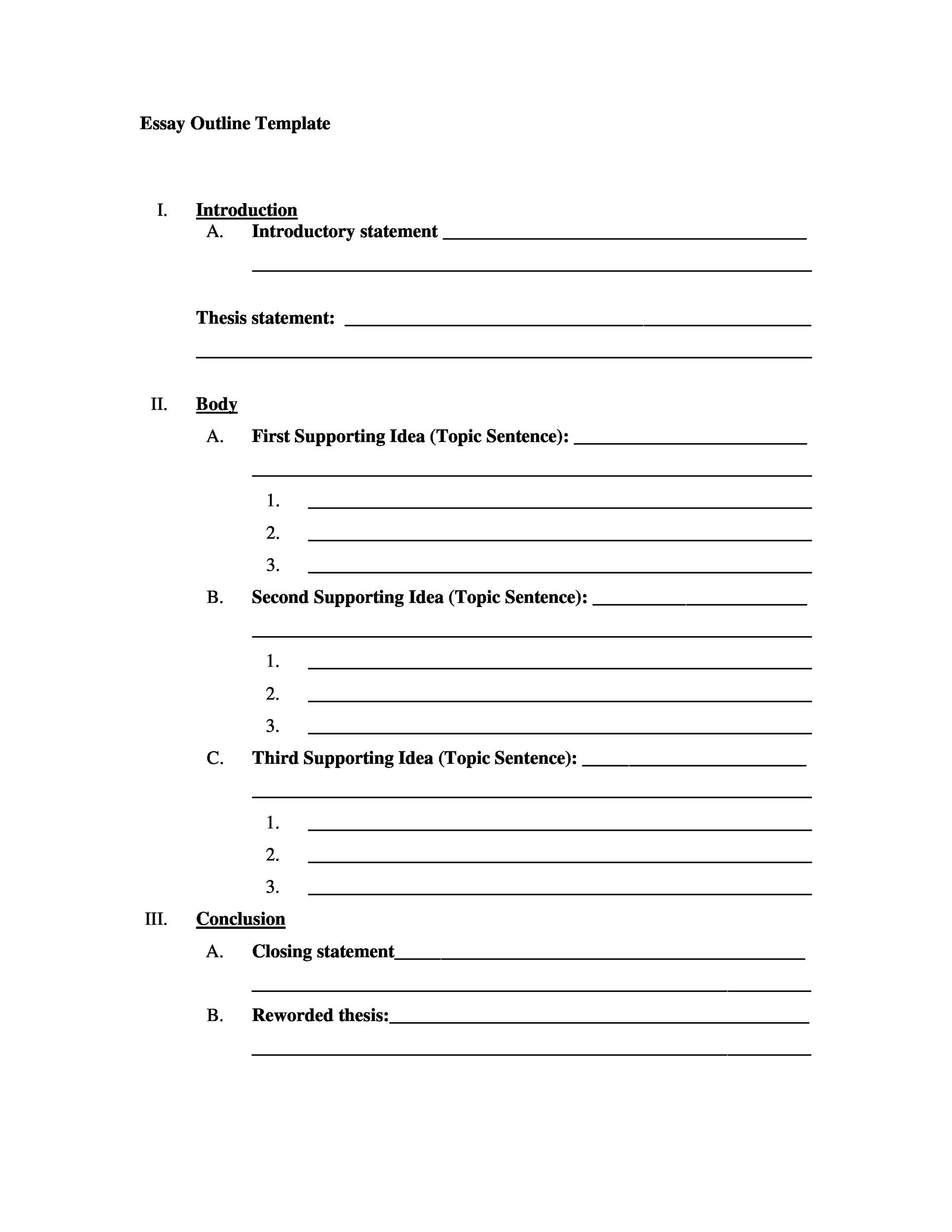 Proposal Essay Outline Template