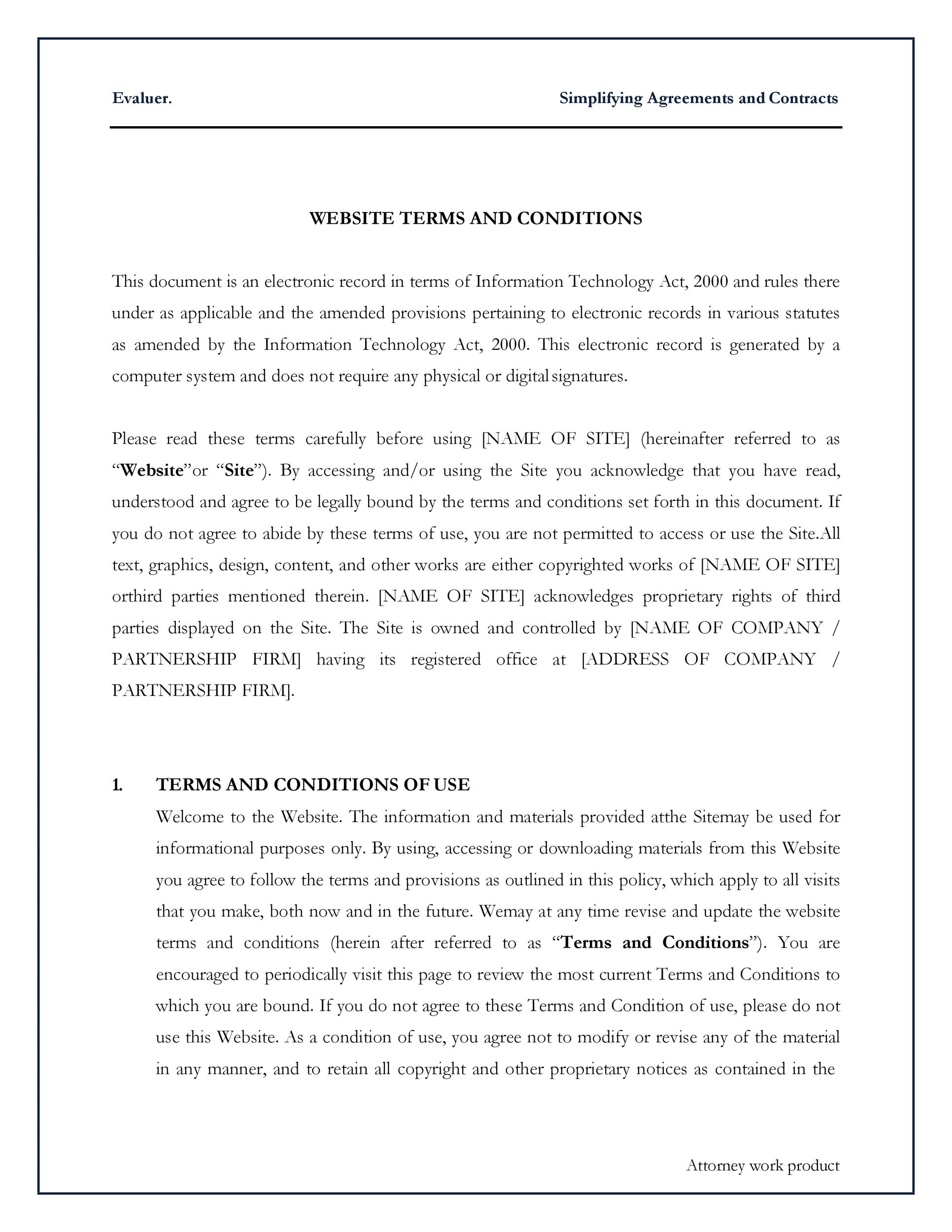Free terms and conditions template 30