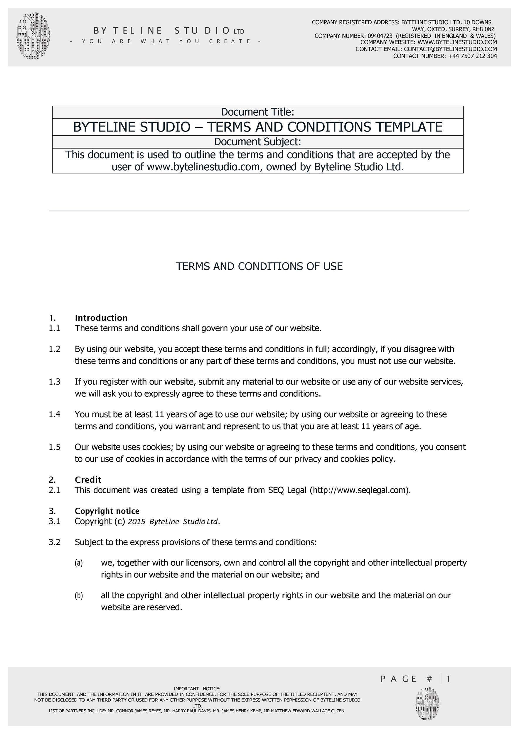 Free terms and conditions template 35