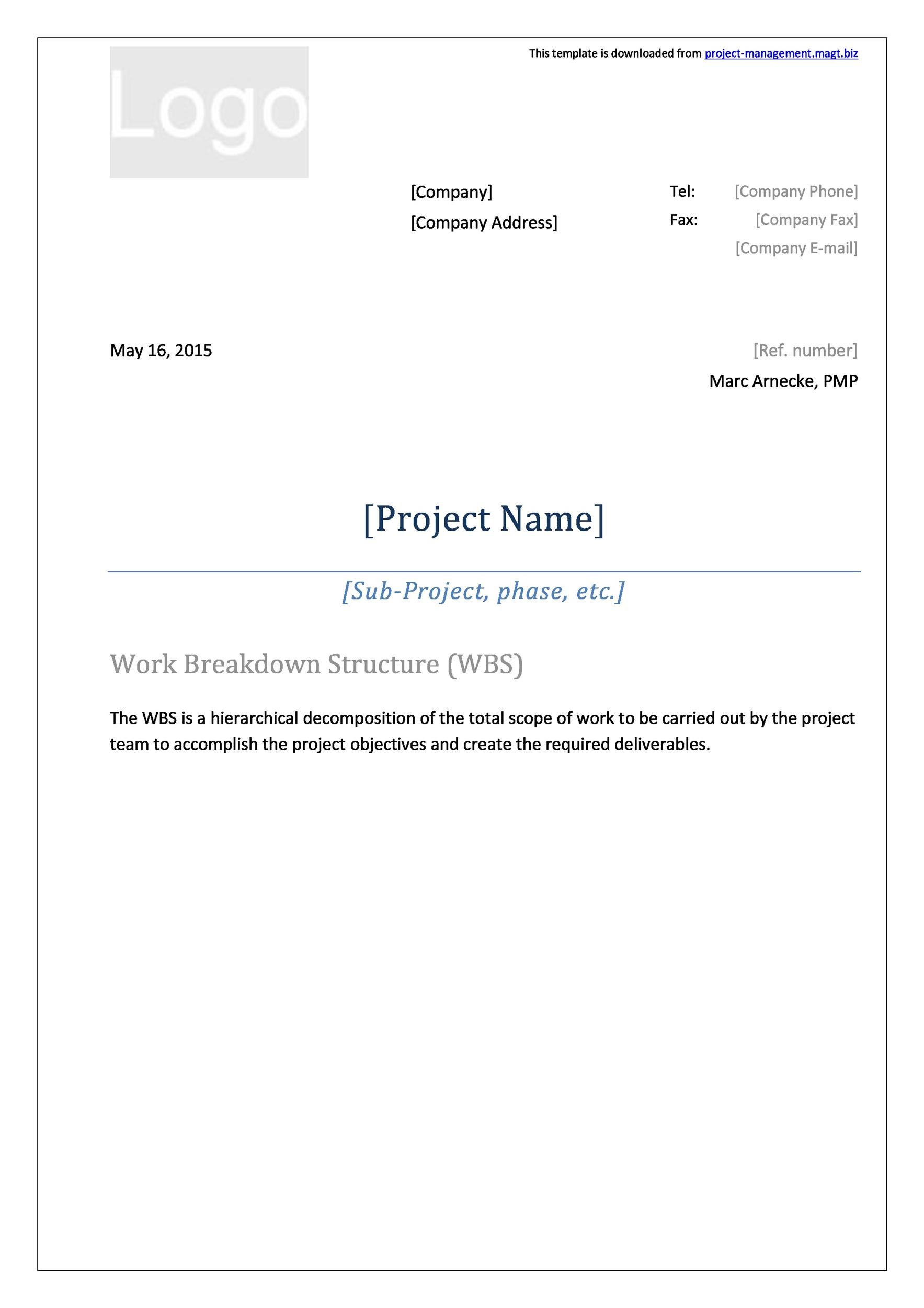 Free work breakdown structure template 21