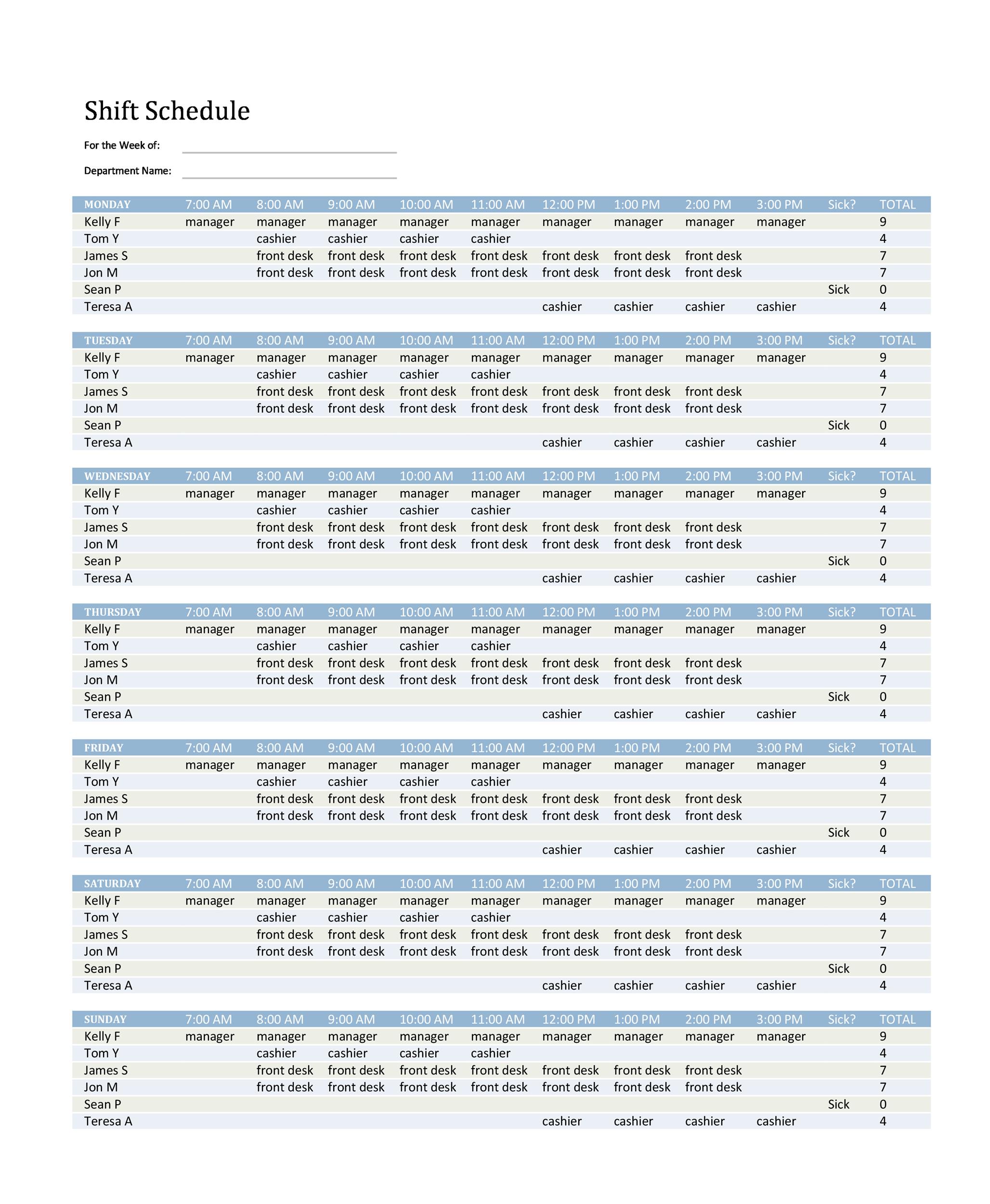 Free Dupont Schedule Template 04
