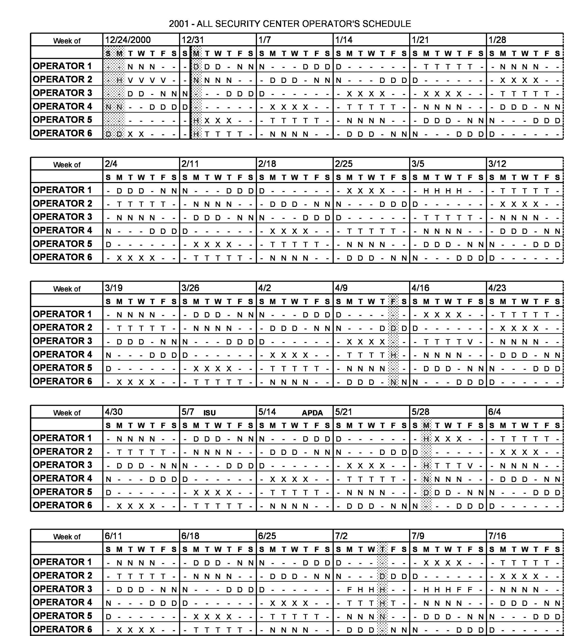 Free Dupont Schedule Template 05