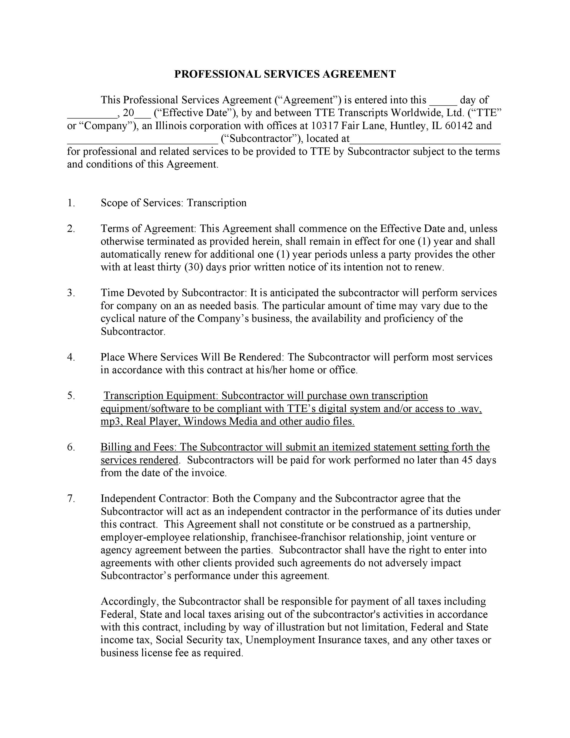 Free Service Agreement Template 11