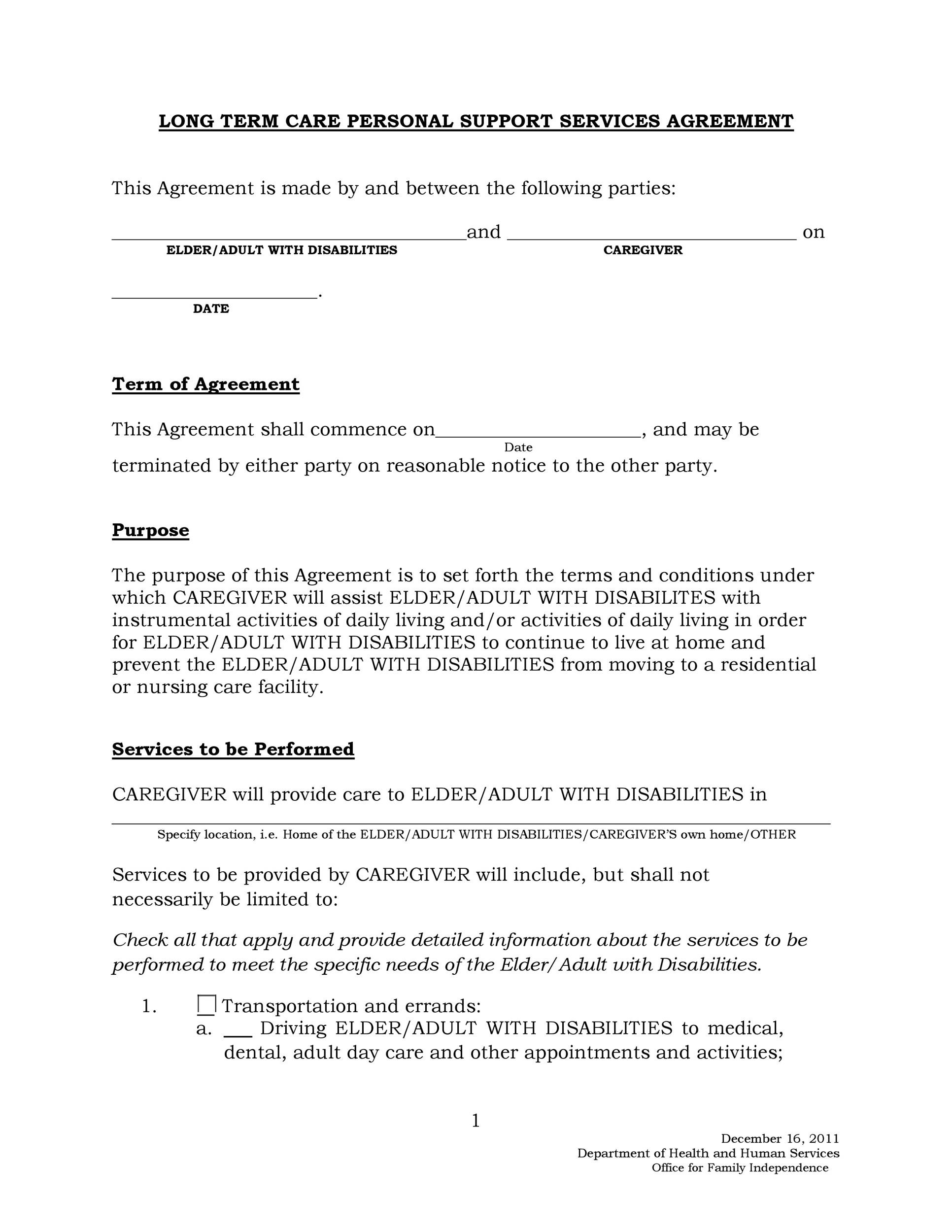 Article Of Agreement Template