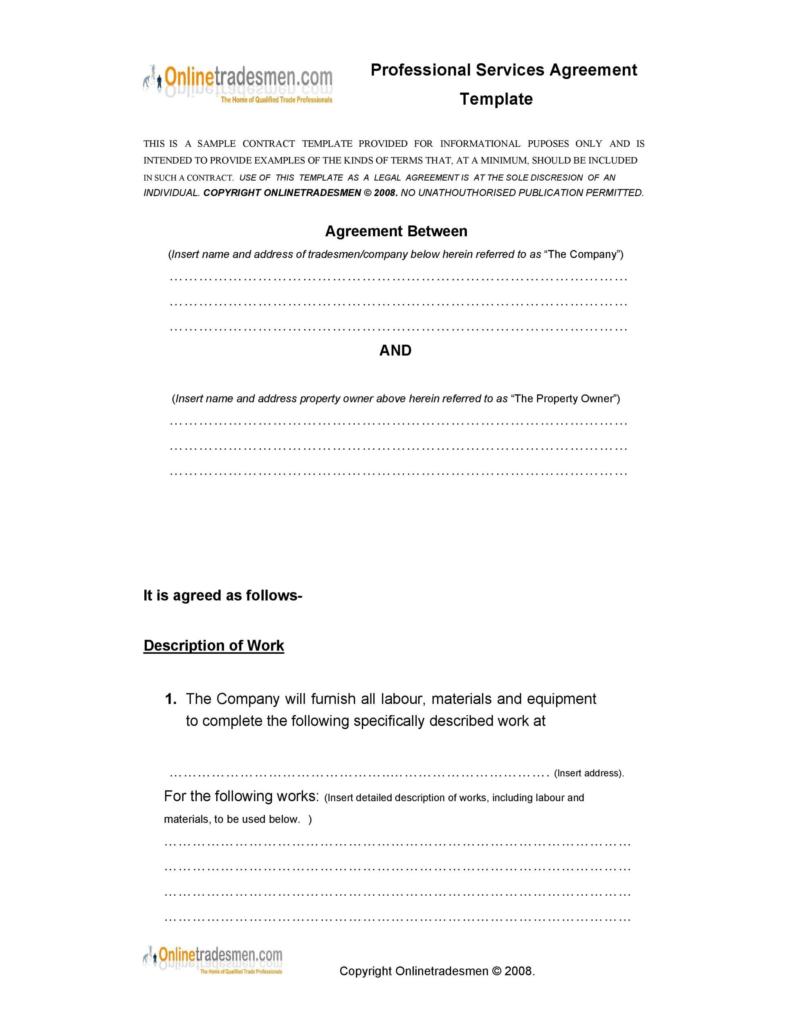 50 Professional Service Agreement Templates Contracts 50 Professional Service Agreement Templates Contracts