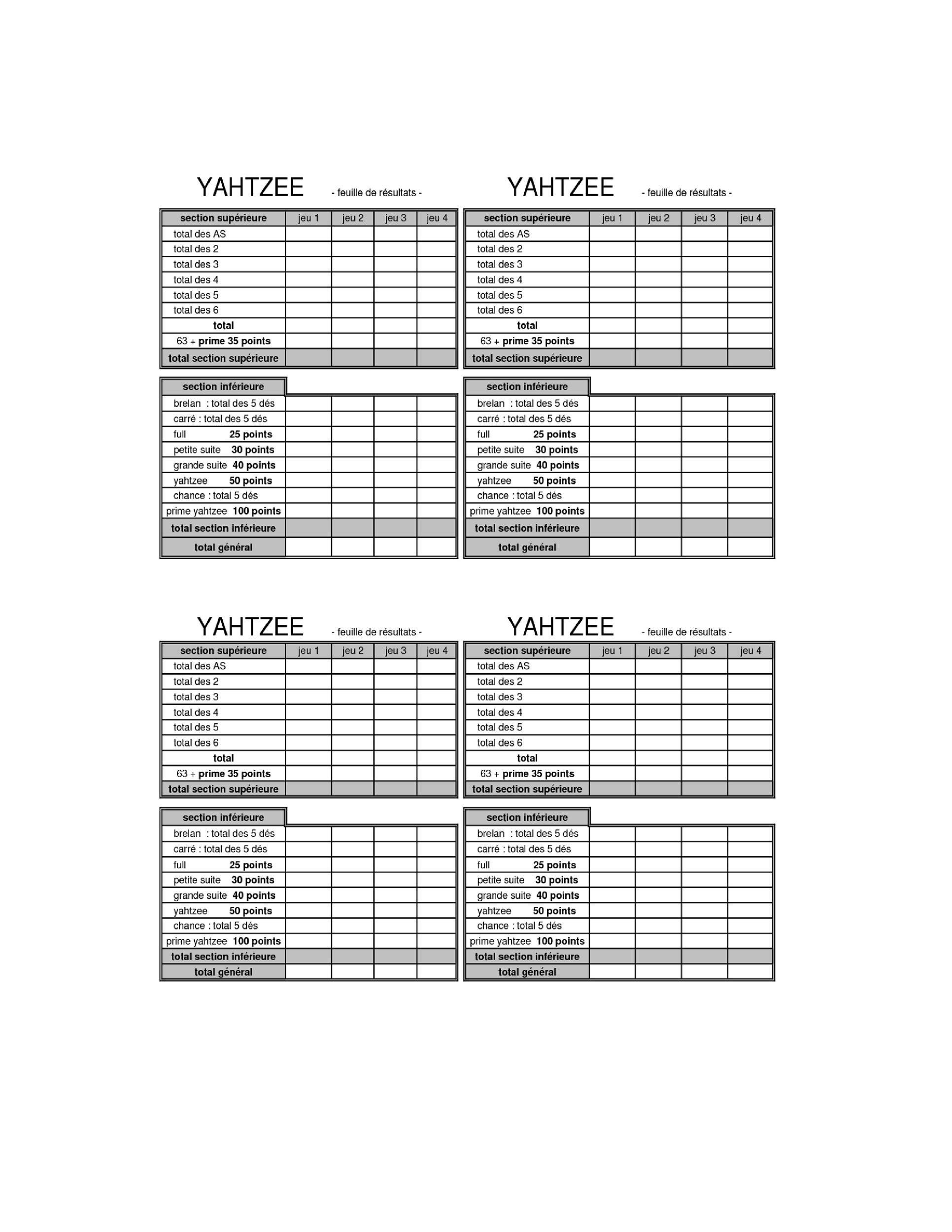 Free Yahtzee Score Sheets 05