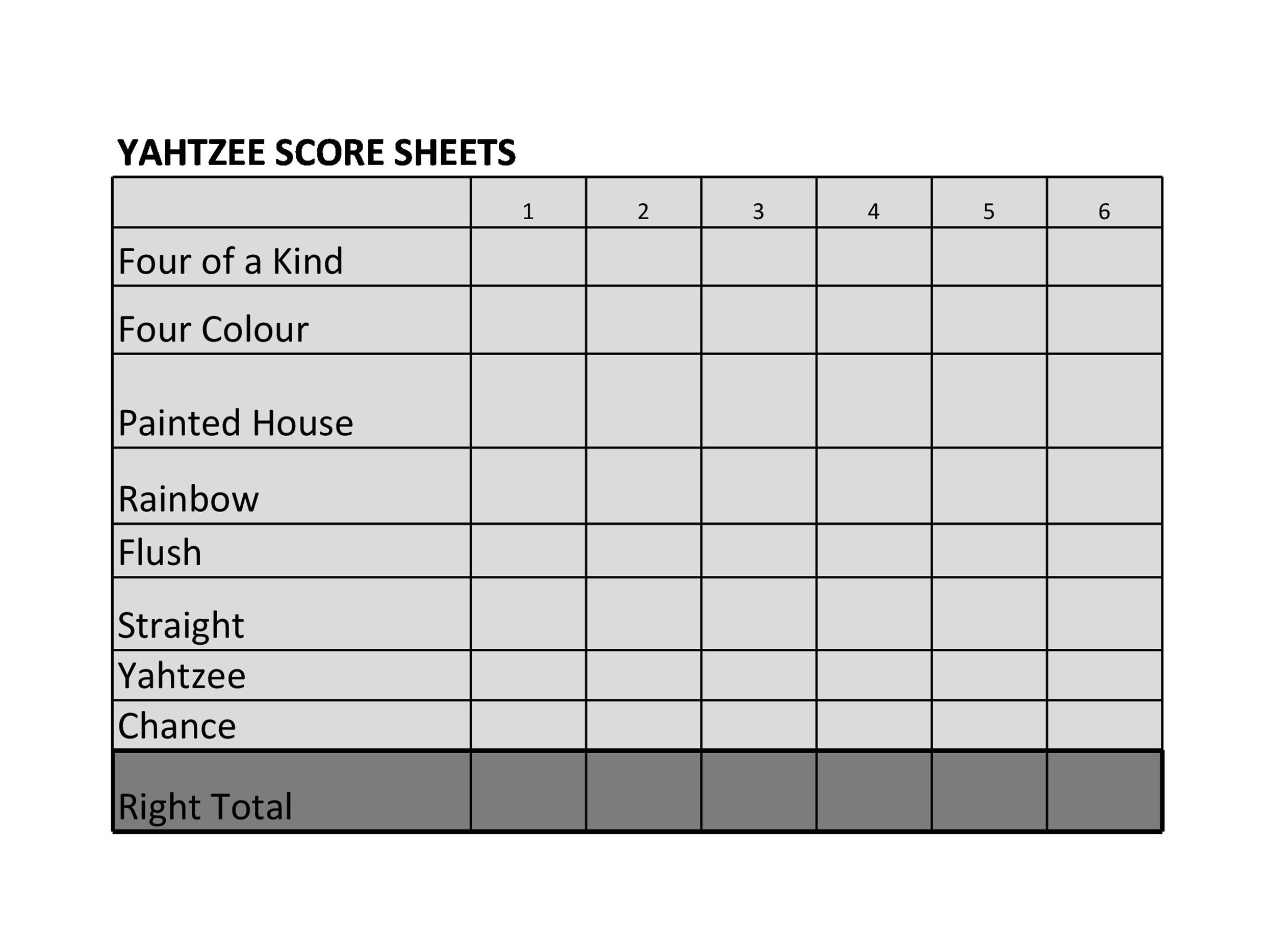Free Yahtzee Score Sheets 19
