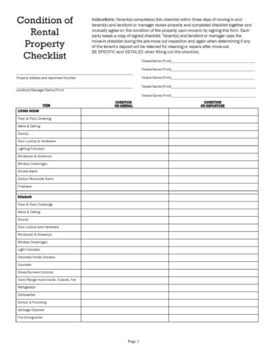 printable new apartment checklist