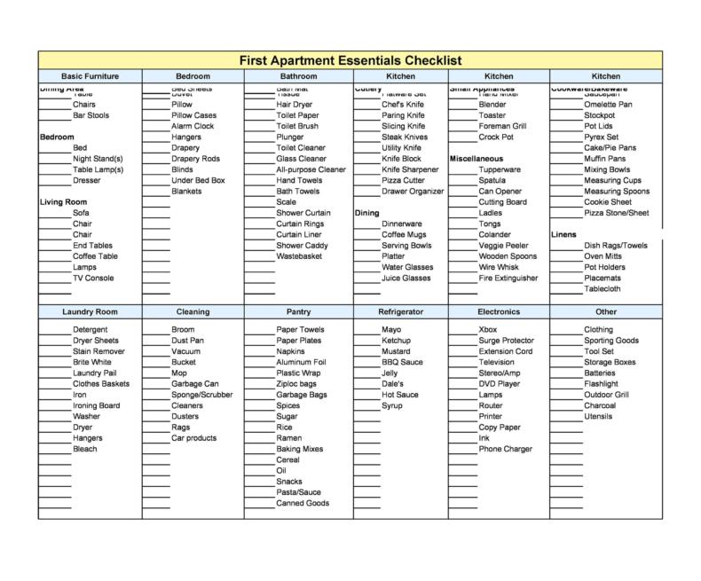Apartment Checklist Templates