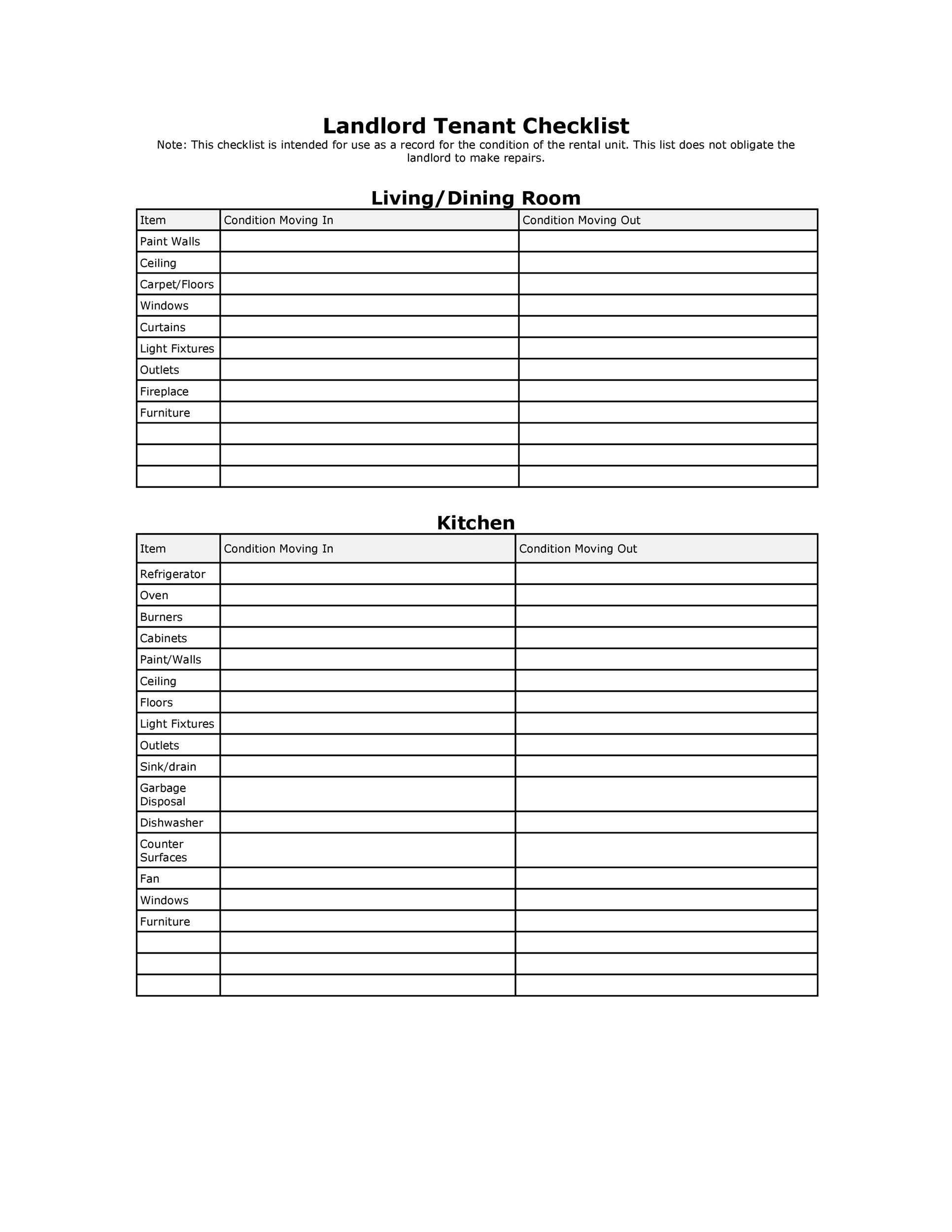 Free apartment checklist 17