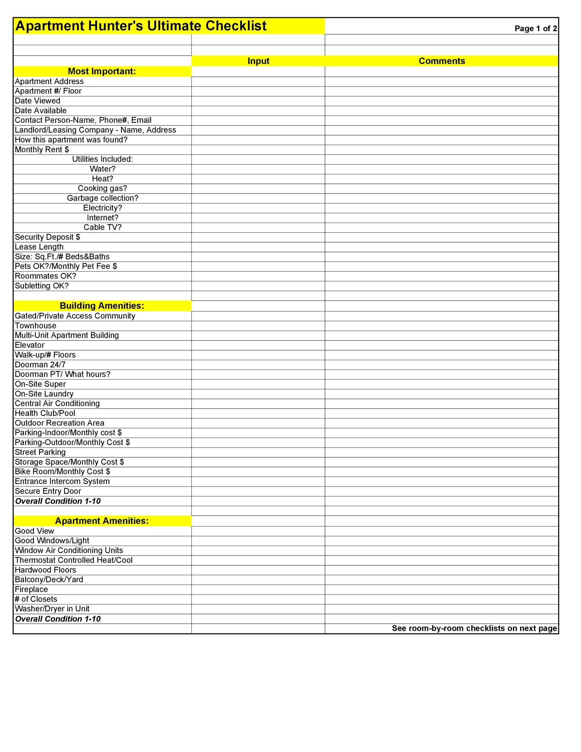Free apartment checklist 21