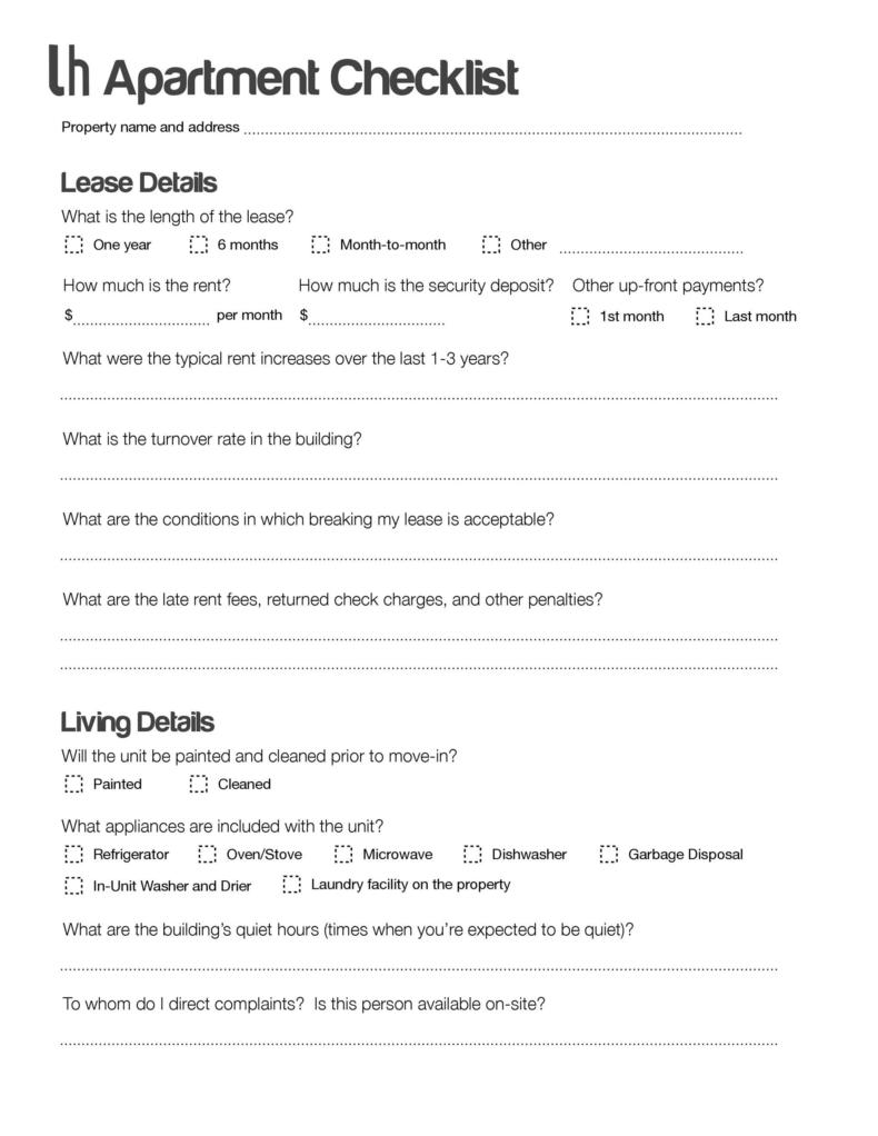 First / New Apartment Checklist 40 Essential Templates ᐅ TemplateLab