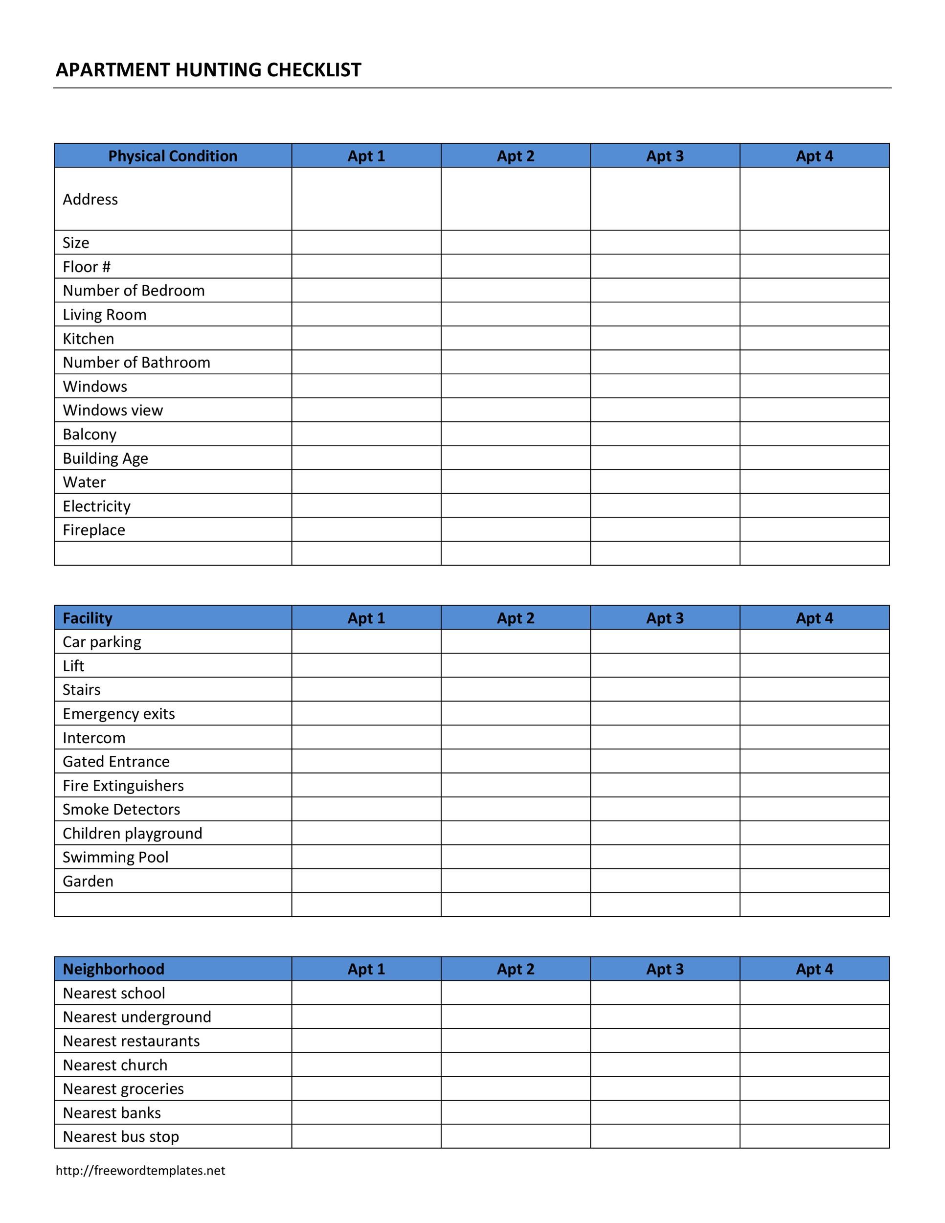 Free apartment checklist 26