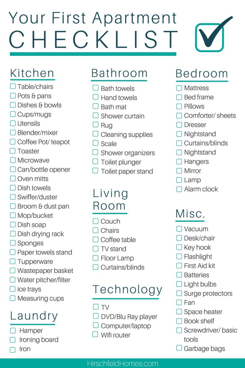 you things to pack for new apartment checklist