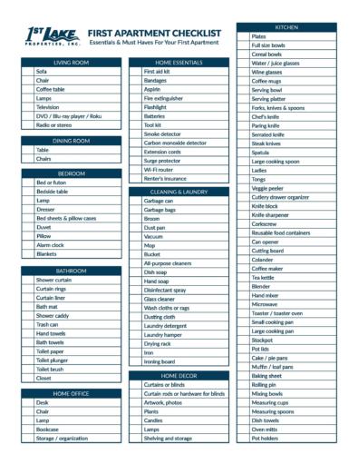 first apartment checklist amazon
