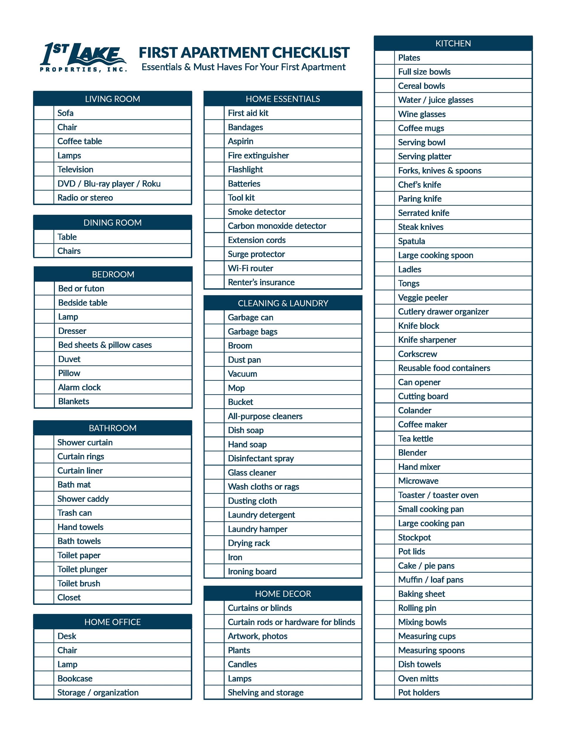 Free apartment checklist 34