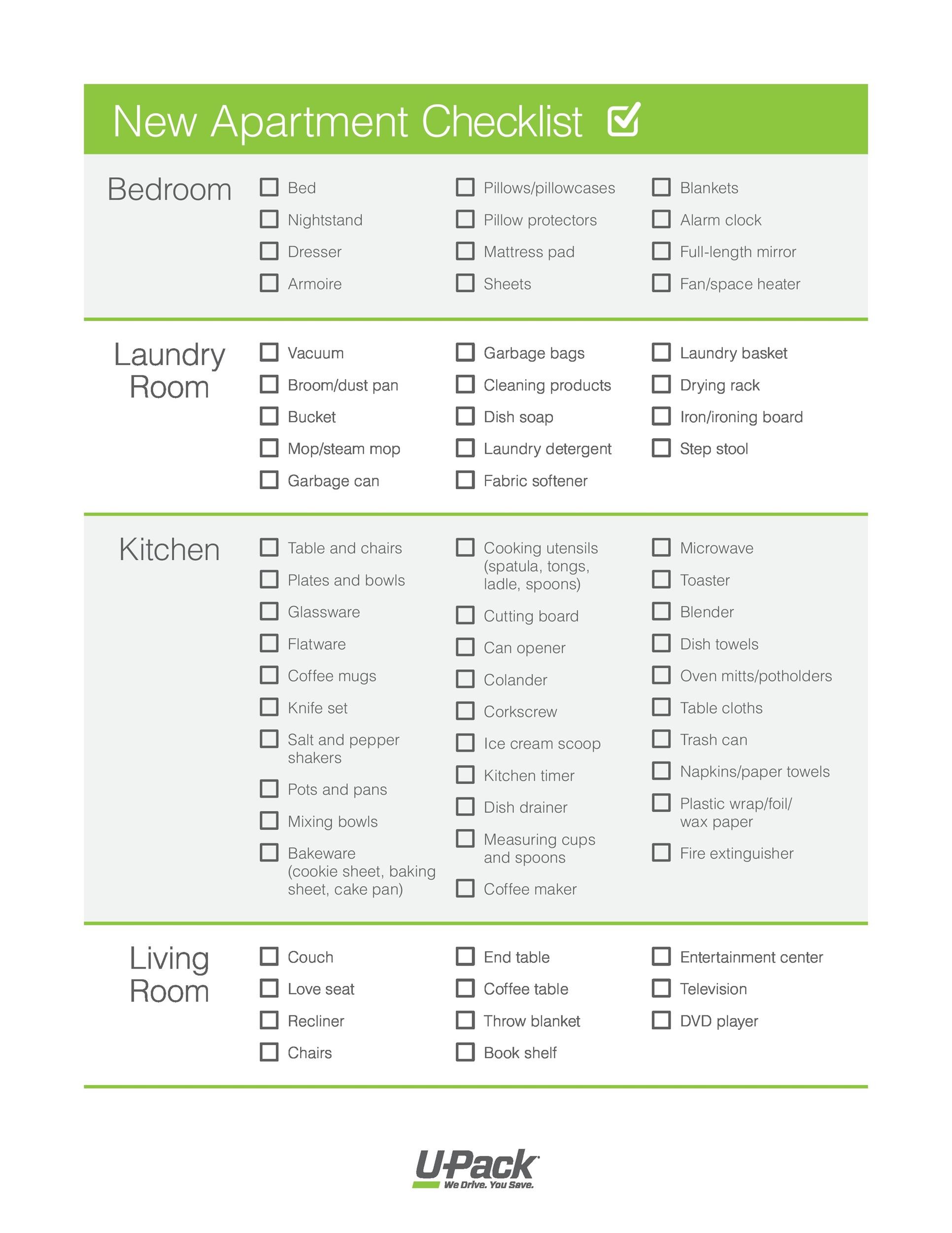 Free apartment checklist 38
