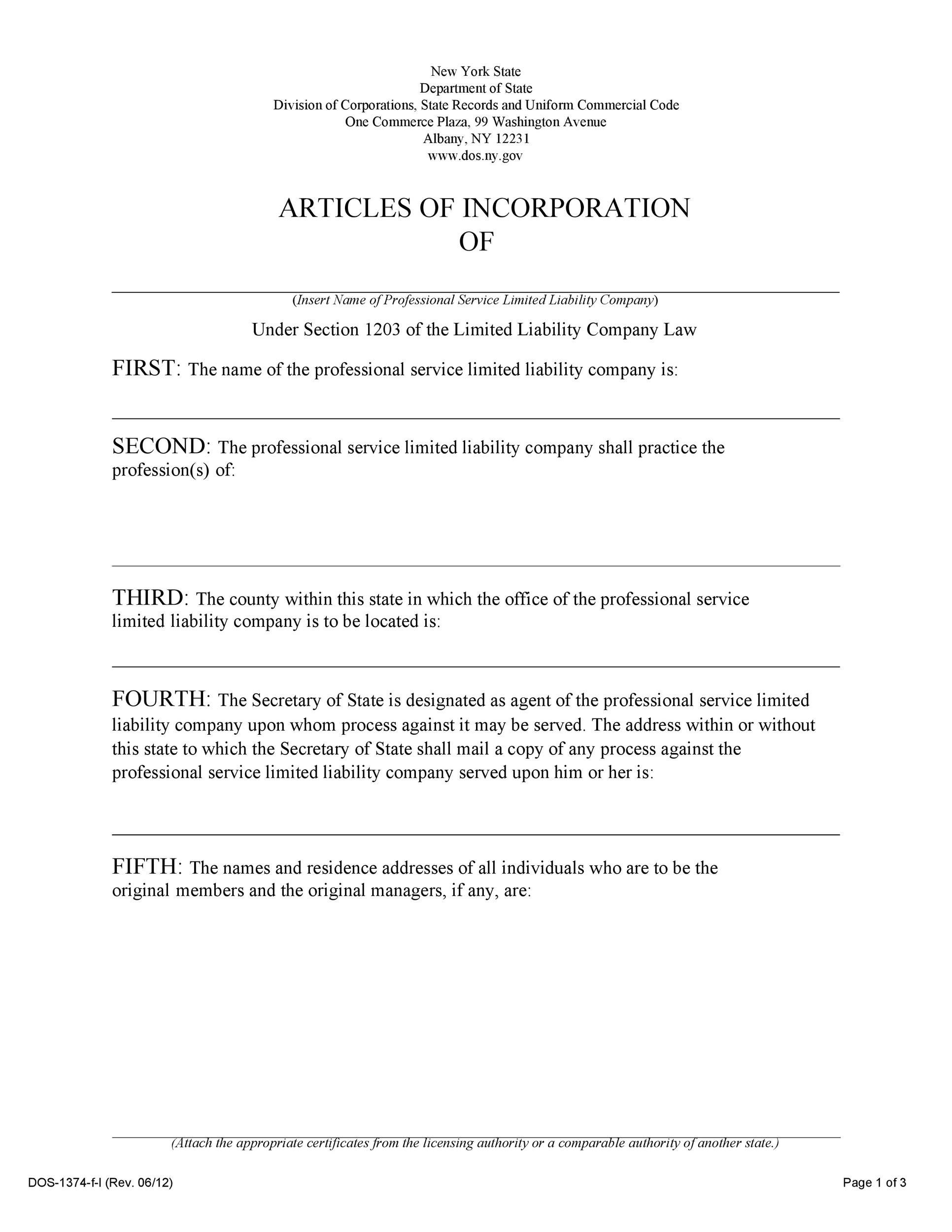 Articles of Incorporation 47 Templates for Any State ᐅ TemplateLab