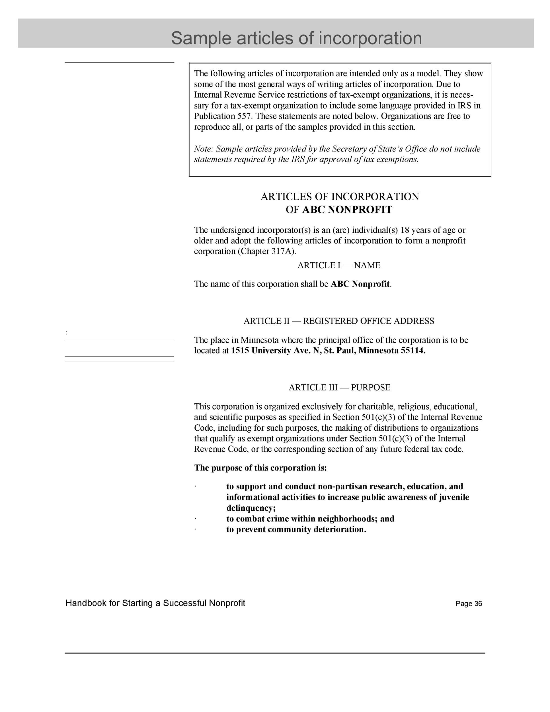 Free articles of incorporation template 30