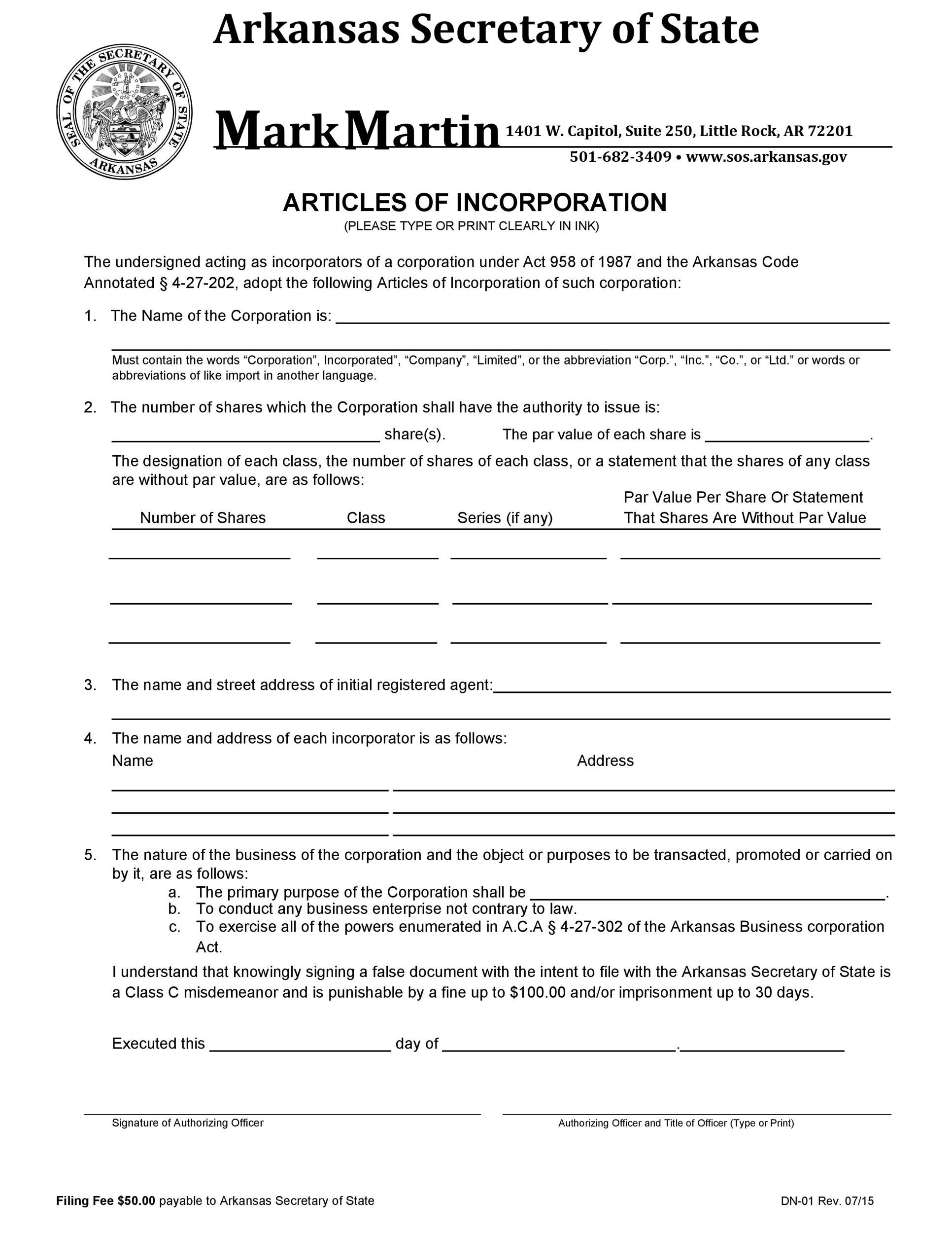 Free articles of incorporation template 32