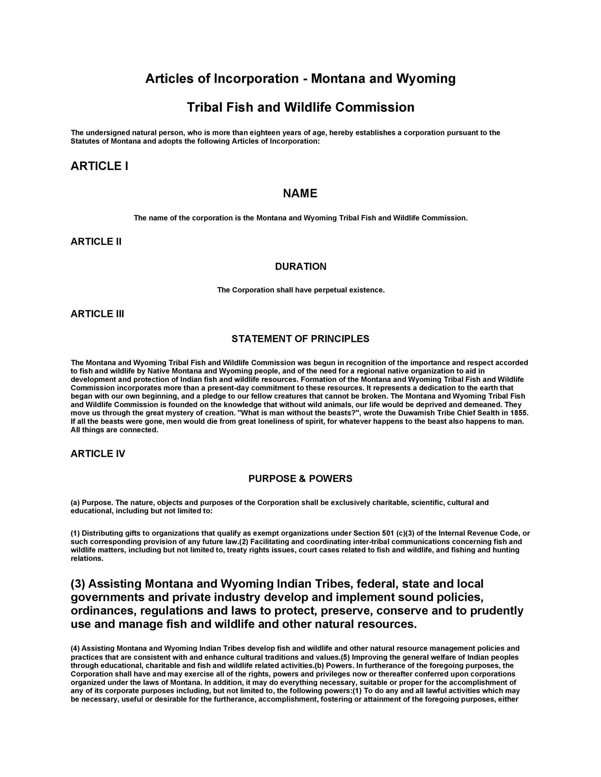 Free articles of incorporation template 38