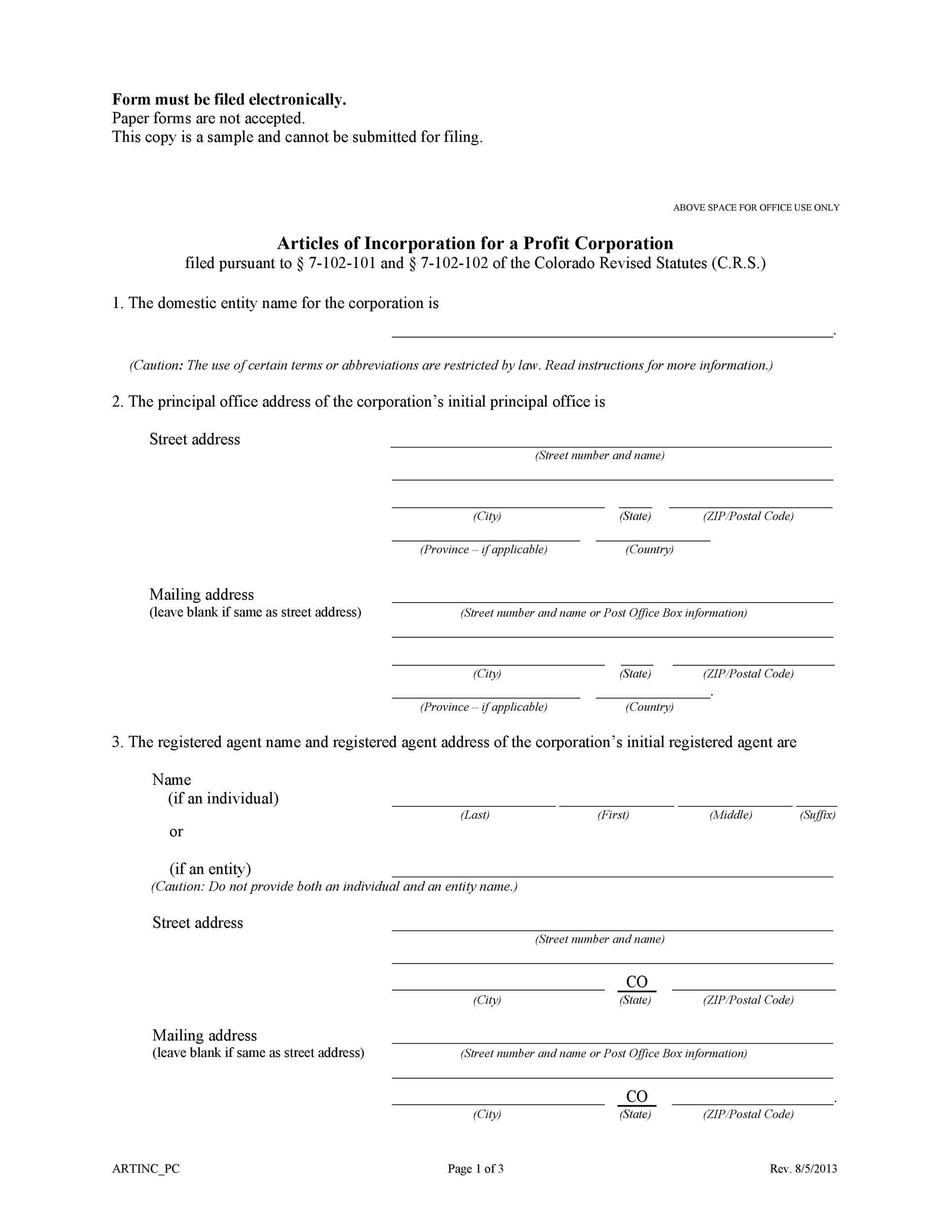 Free articles of incorporation template 47