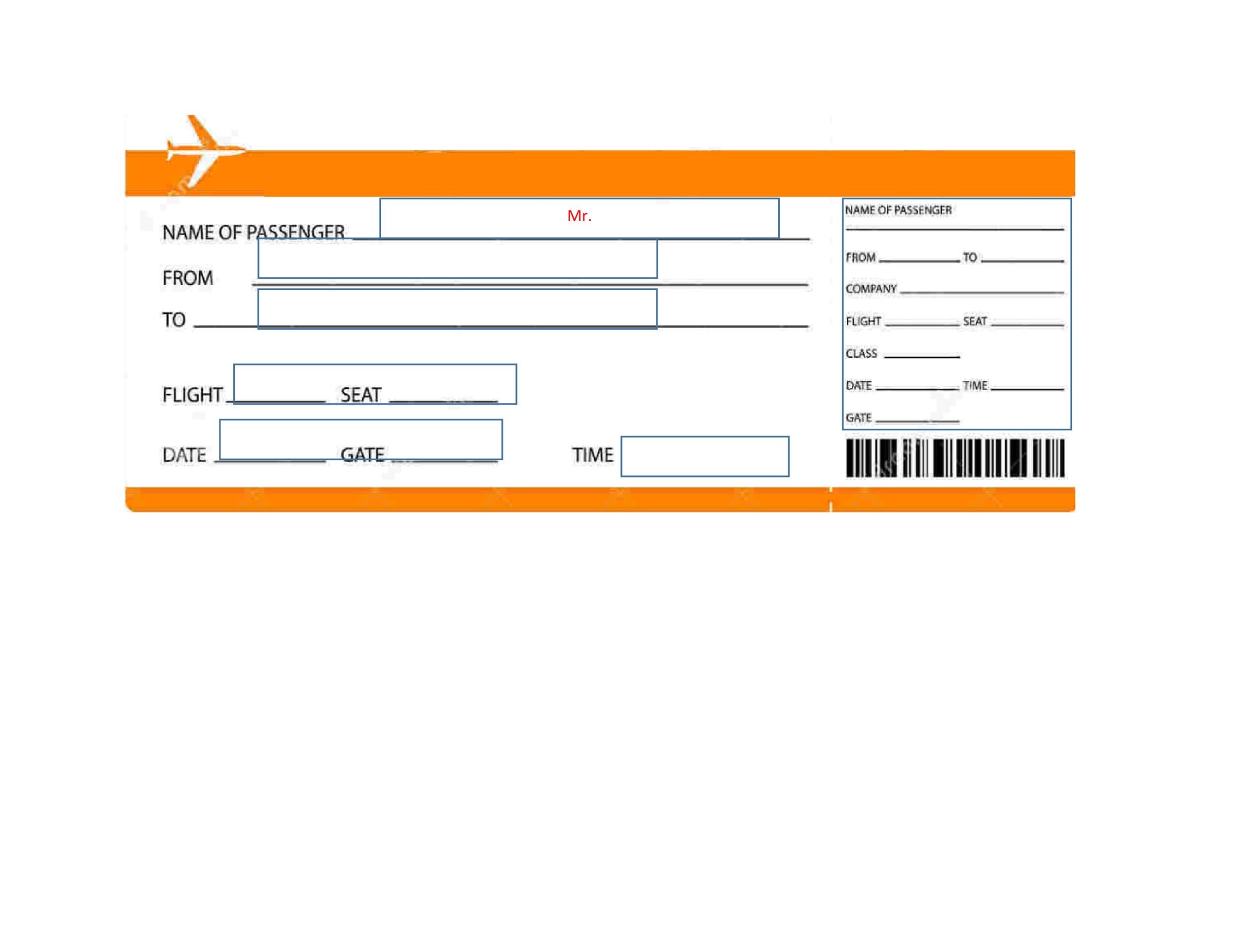 blank boarding pass