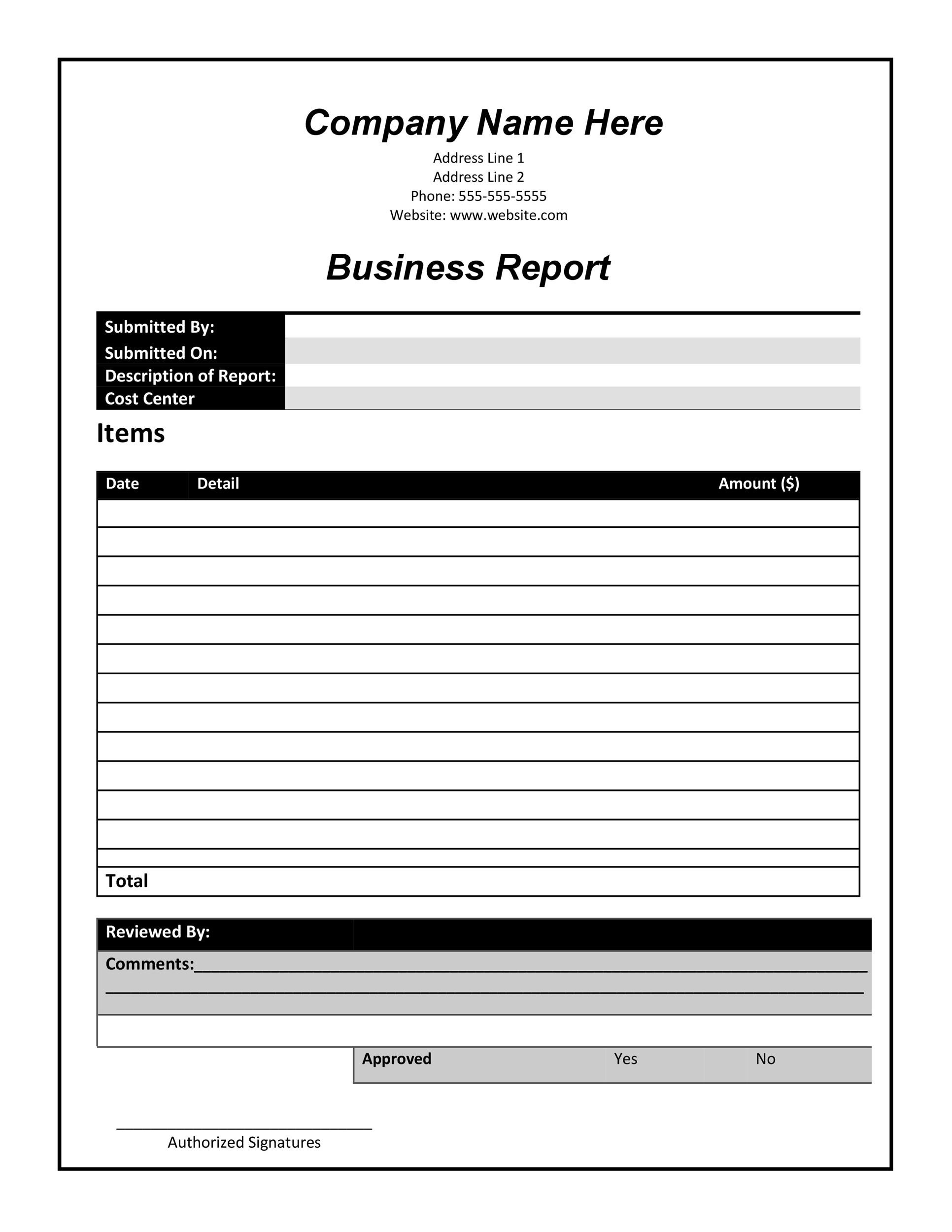 business report example