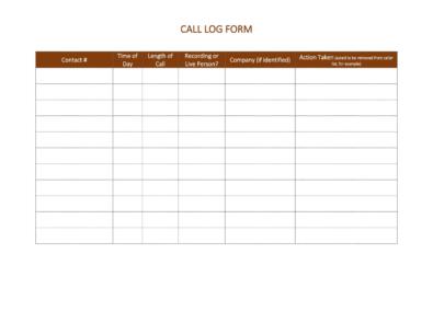 40  Printable Call Log Templates Word Excel PDF TemplateLab