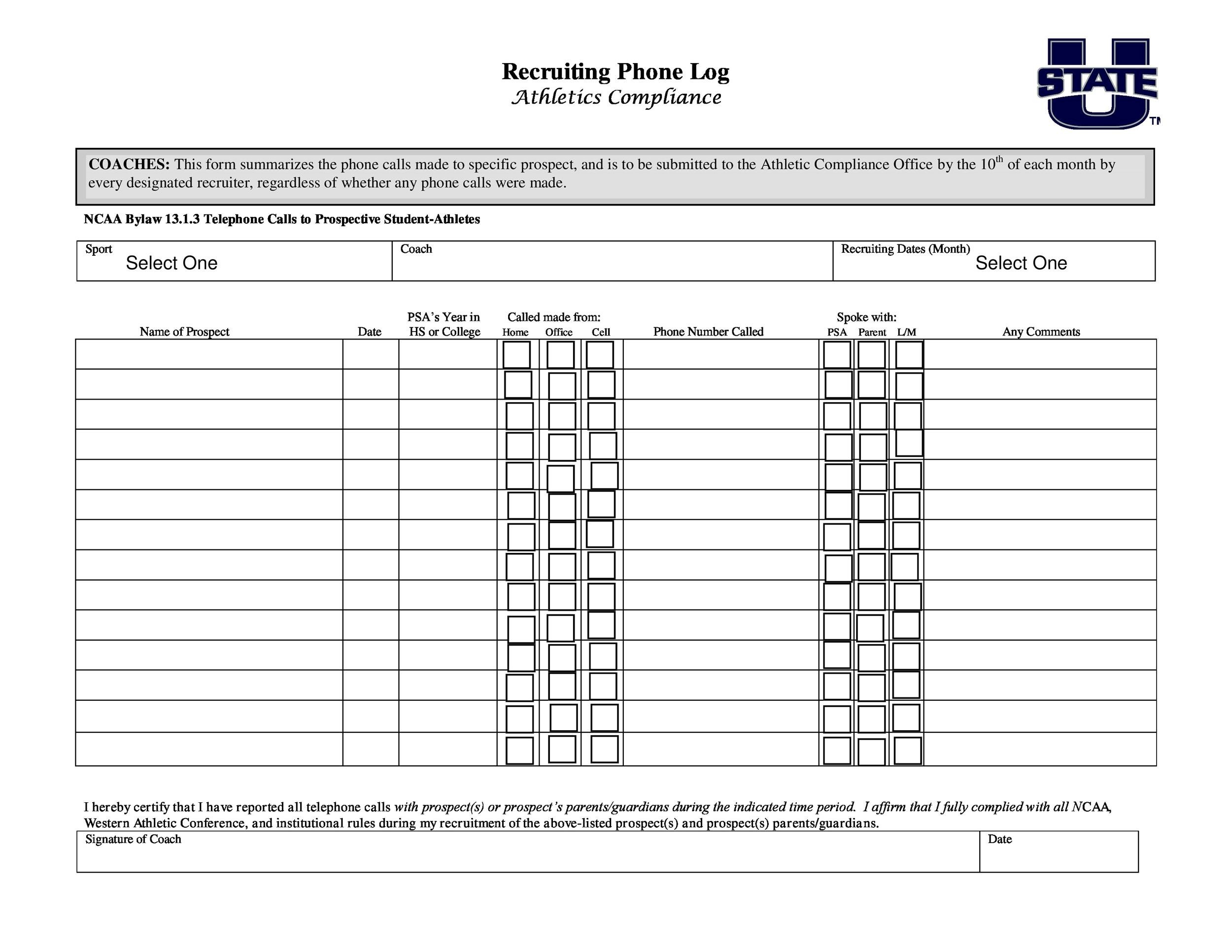 40  Printable Call Log Templates in Microsoft Word and Excel