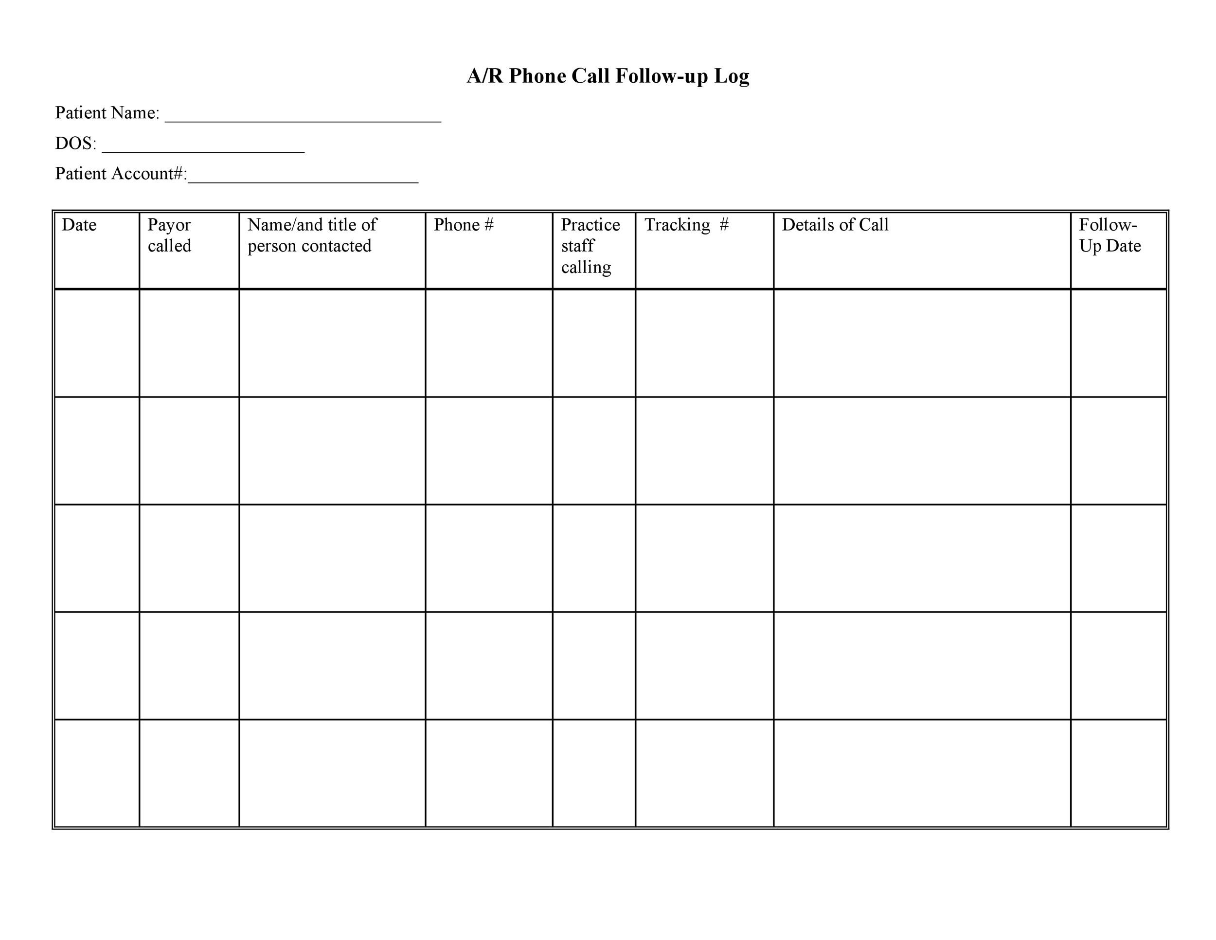 40 Printable Call Log Templates Word Excel PDF TemplateLab