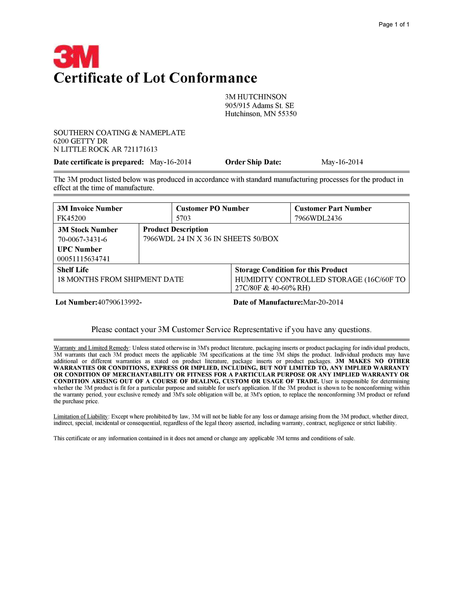 Free certificate of conformance 10