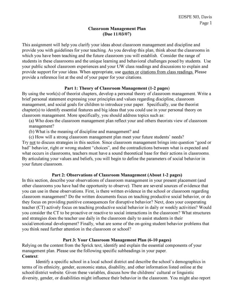Classroom Management Plan 38 Templates Examples TemplateLab