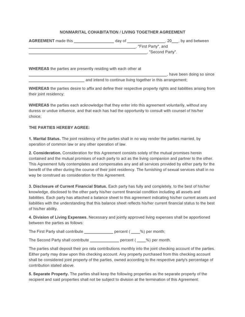 Cohabitation Agreement - 30+ Free Templates & Forms ᐅ TemplateLab