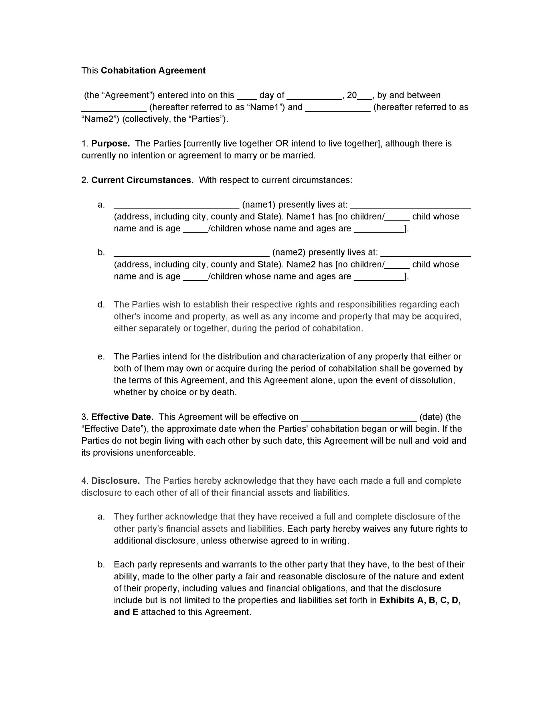 Free cohabitation agreement template 08